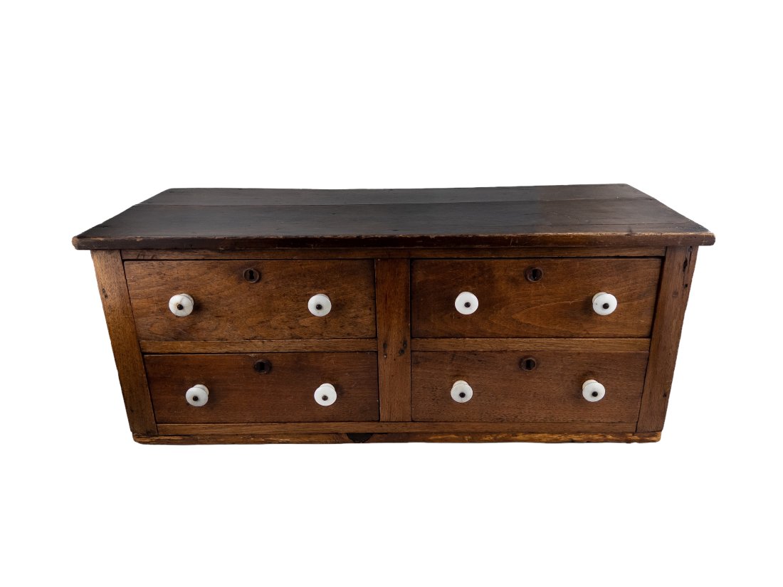 Stunning Antique Heavy Wide Plank Four-Drawer Wood Chest (1 of 13)