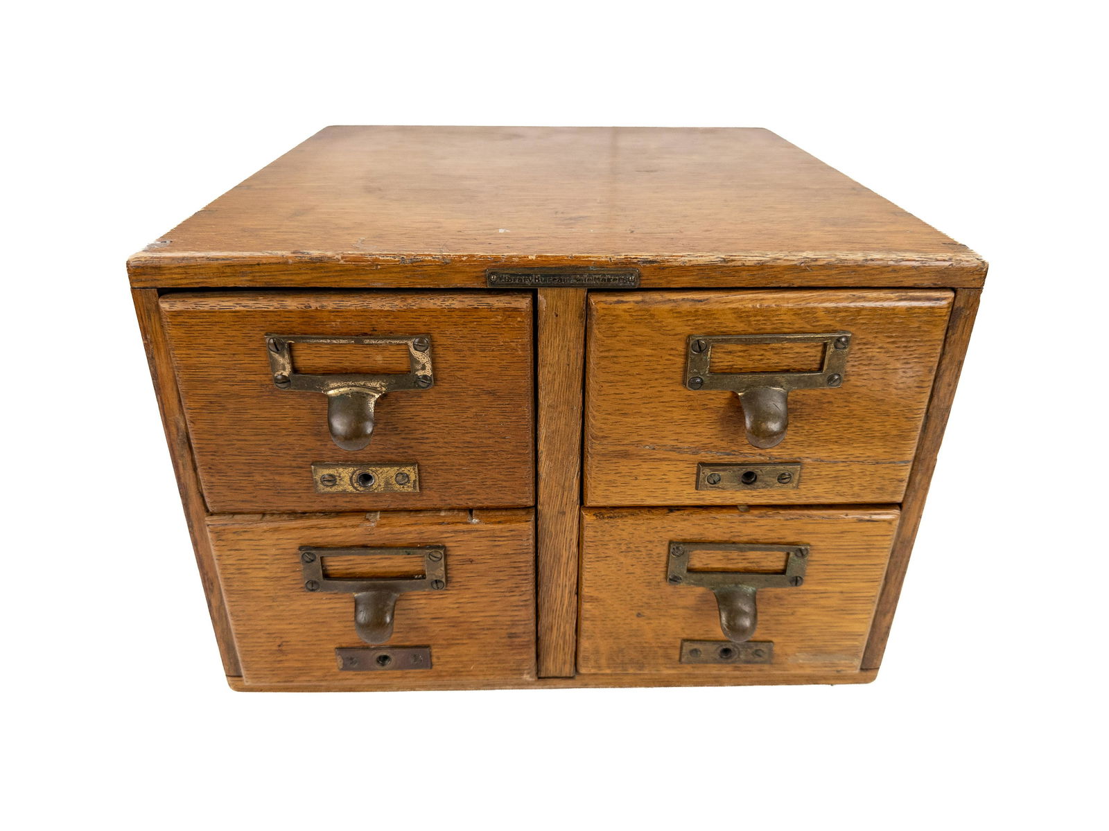 Antique Oak Four-Drawer Catalog File Box by Library Bureau, ca. 1930s (1 of 20)