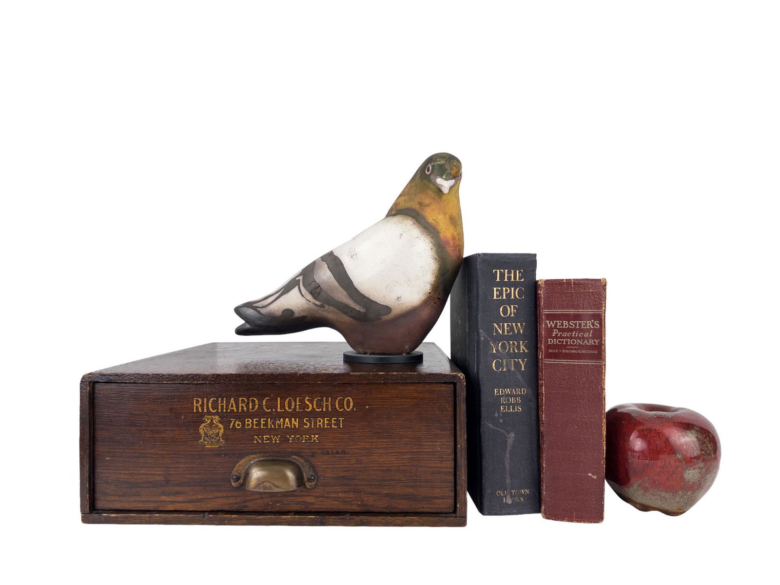 A Bite of the Big Apple: Featuring Antique Wooden Box, Coalson Pigeon Sculpture, Apple Paperweight (1 of 18)