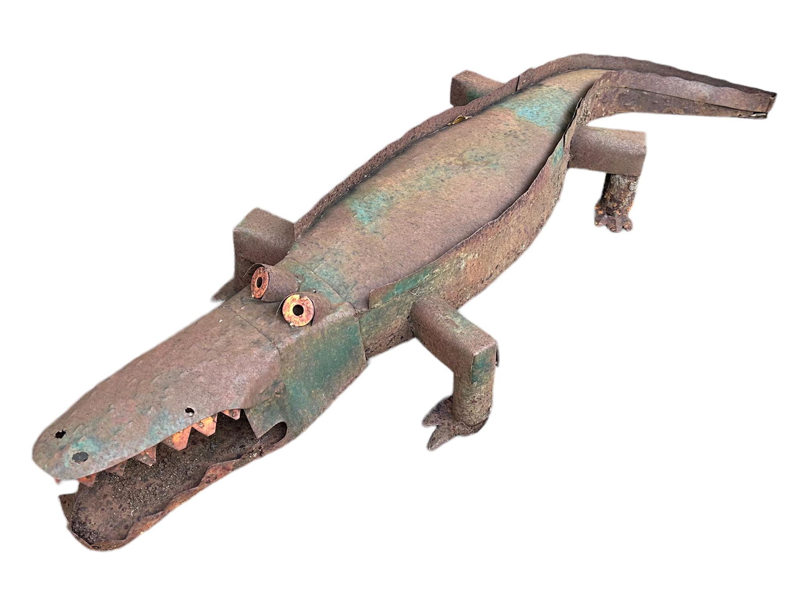 Rustic Folk Art Outdoor Metal Alligator Sculpture (1 of 16)