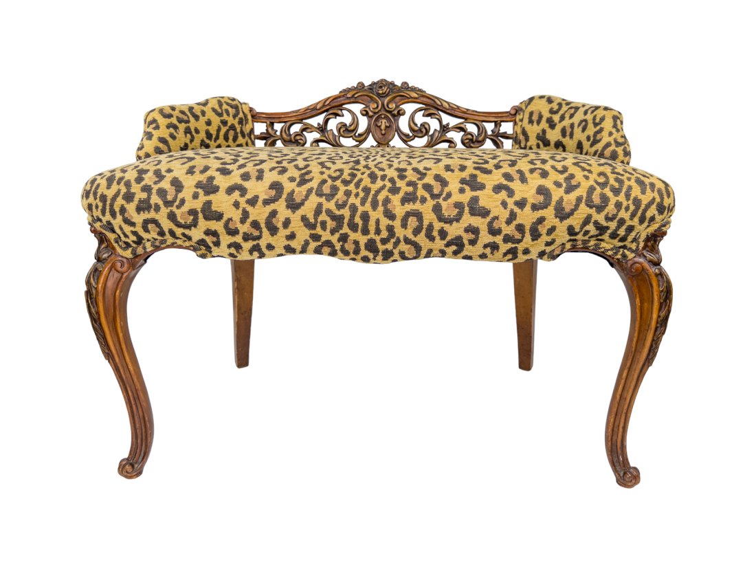 Leopard Print Carved Wood Window Bench (1 of 20)