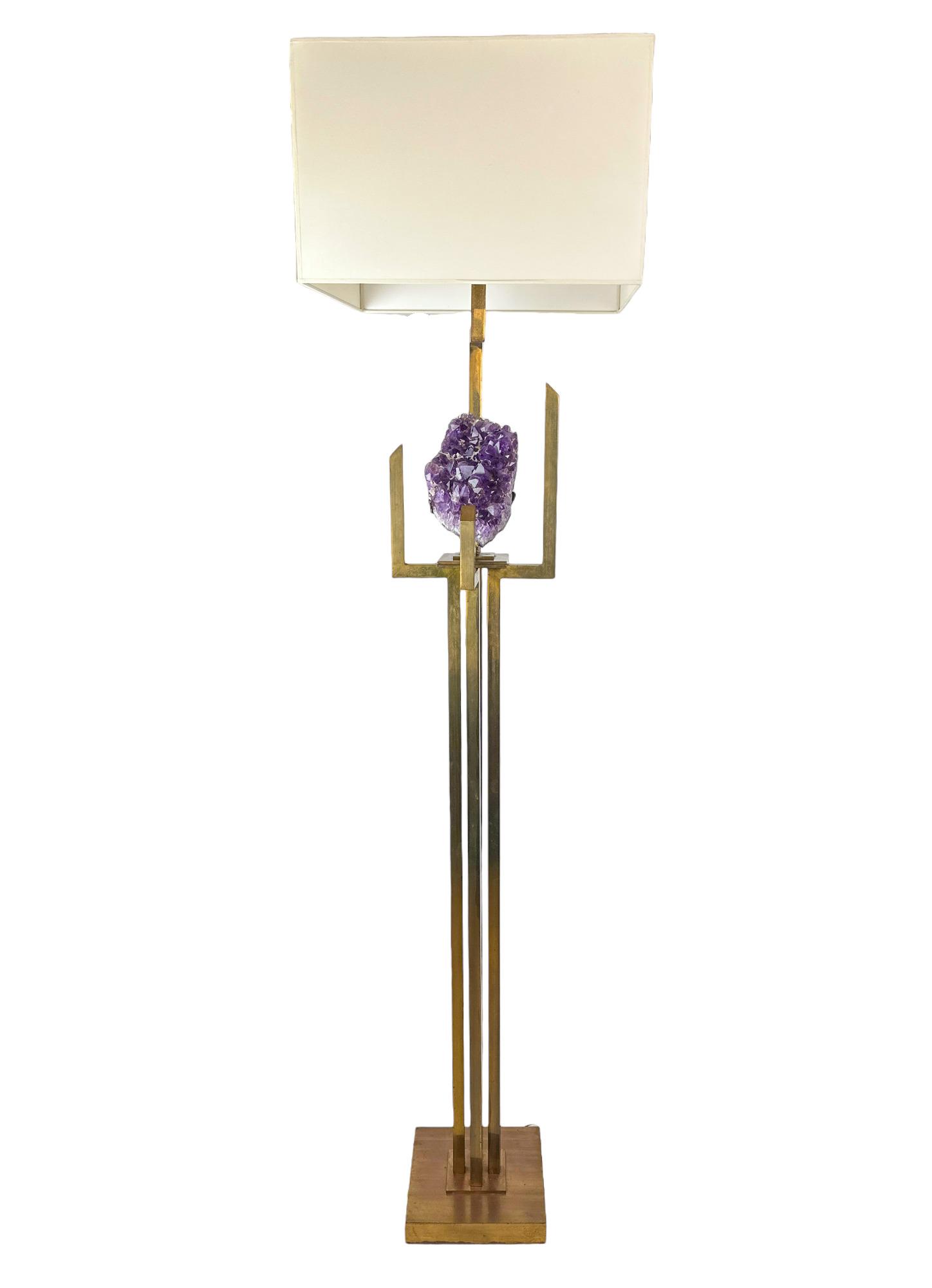Willy Daro Brass with Amethyst Geode Floor Lamp (1 of 18)