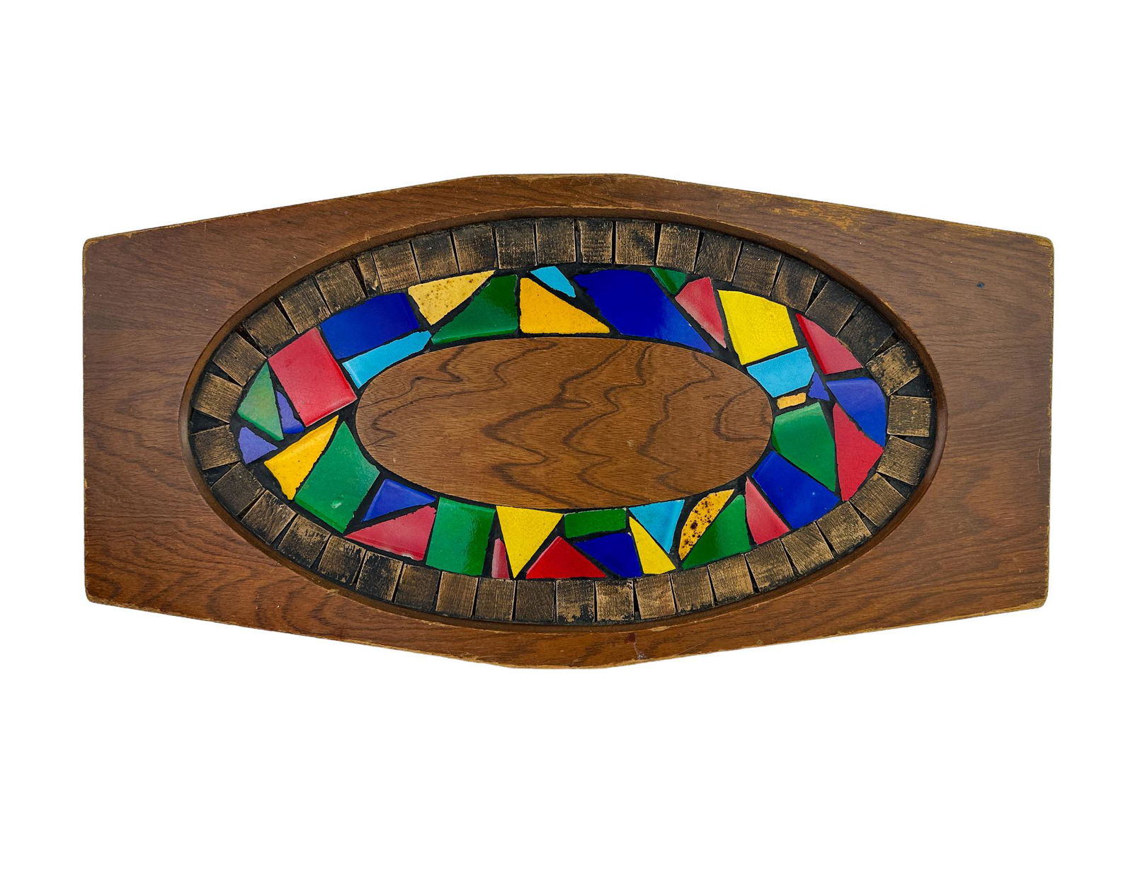 Mid Century Wood and Tile Inlay Mosaic Tray (1 of 8)