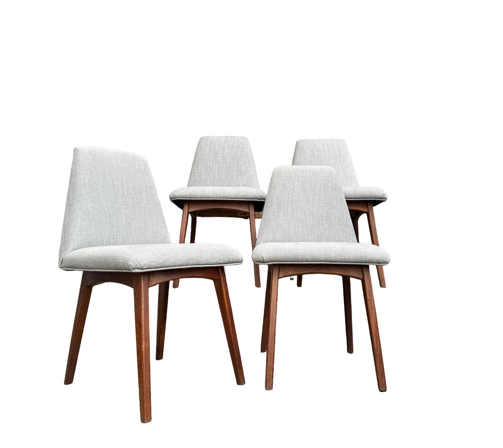Adrien Pearsall Vintage Dining Chairs (4) Upholstered in Herringbone Wool. (1 of 8)