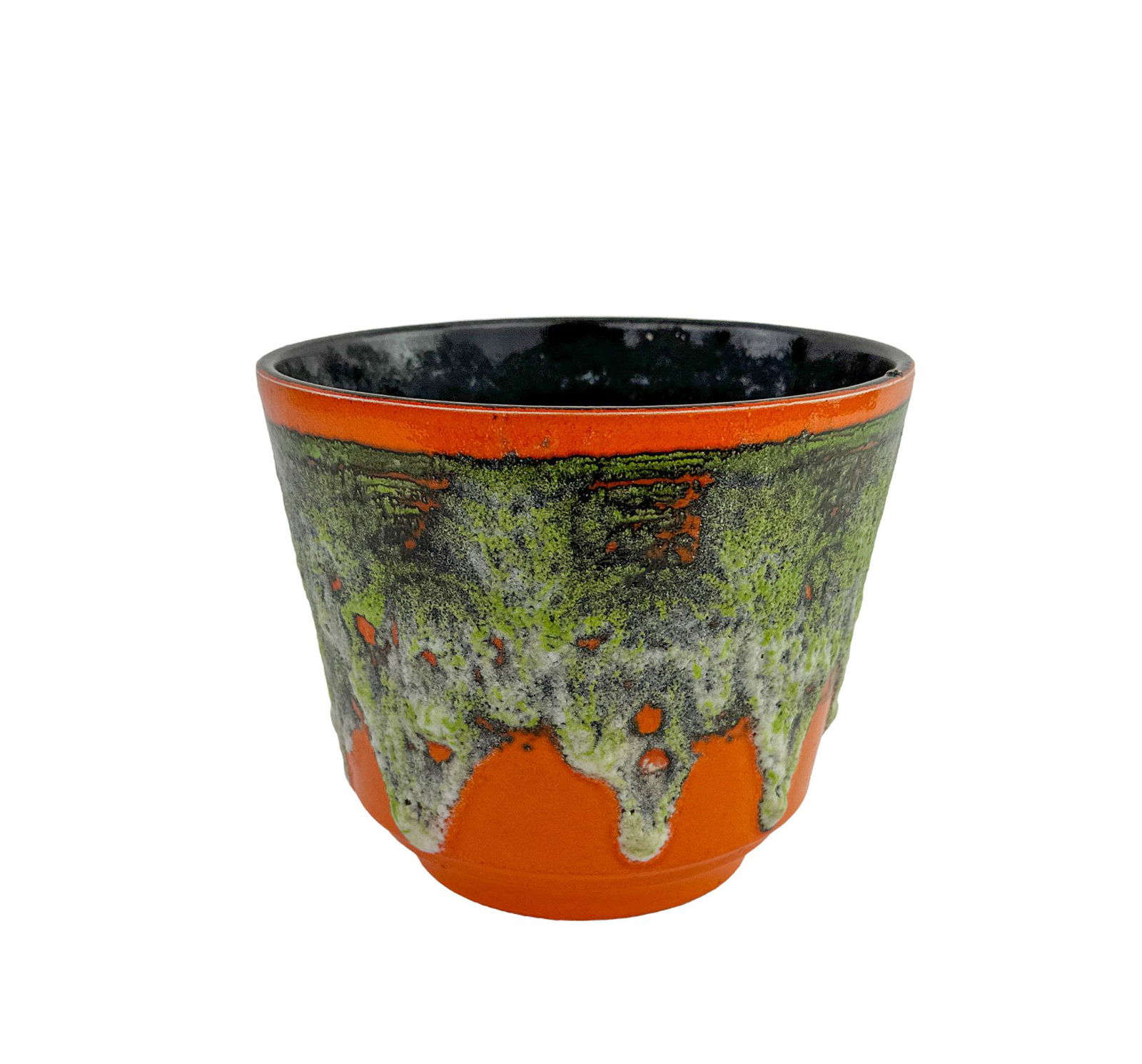 MCM Atomic Orange And Green Drip Ceramic Planter or Vase (1 of 7)