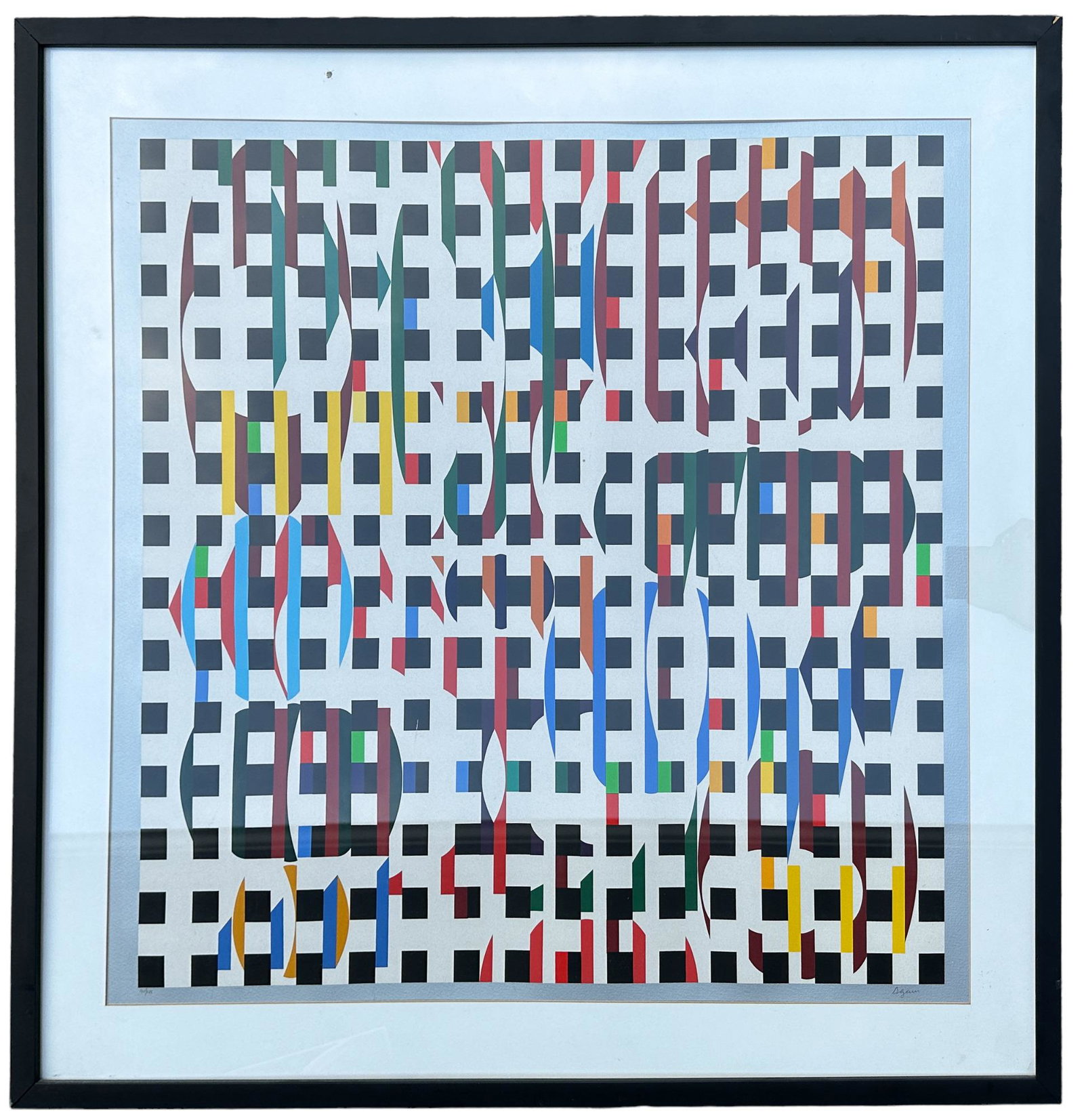 Agam, Japanse Artist Limited Edition Print: Artist Agam, Japanese. Signed on the lower right, edition number 142/165 on lower left. 32.5" x 32.5" (framed size) 26.5 x 26.5 image size