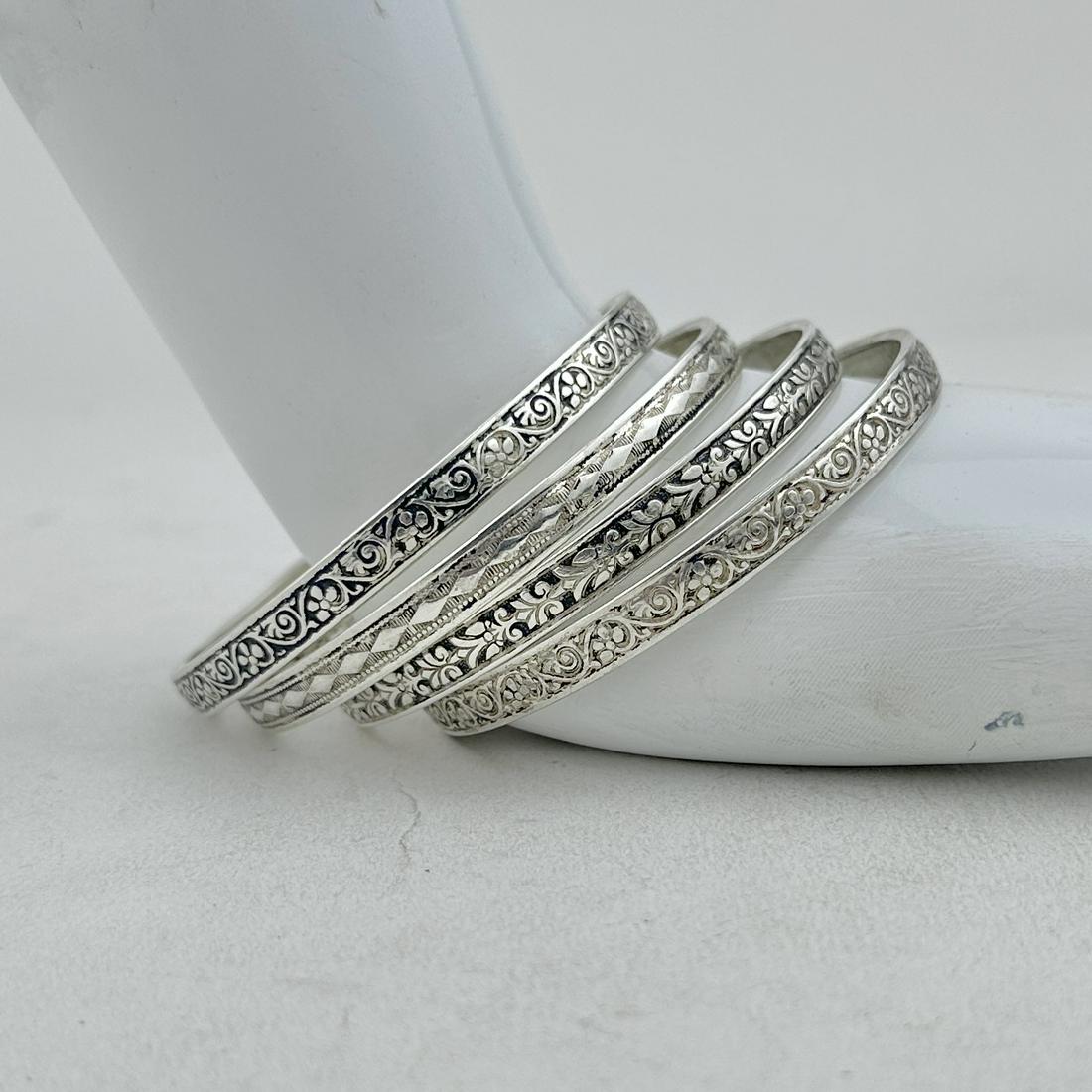 Set of 4 Antique Sterling Silver Bangle Bracelets (1 of 7)