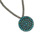 Vintage Large Zuni Petit Point Sterling and Turquoise Signed Necklace