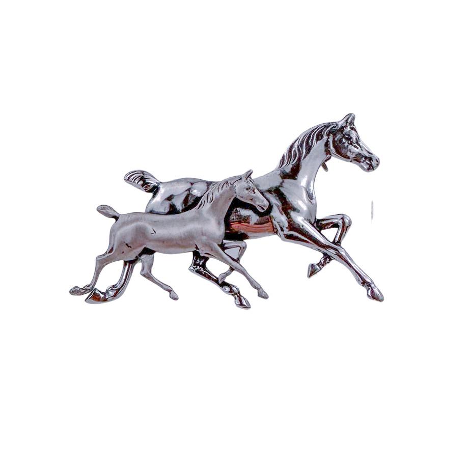 Sterling Wild Mustang Running Horses Brooch (1 of 3)