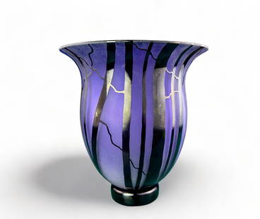 Bernard Katz Purple Art Glass Bowl: Bernard Katz Purple art glass bowl: 10 1/2" D top; 3 1/2" D Bottom x 11" H Signed Katz