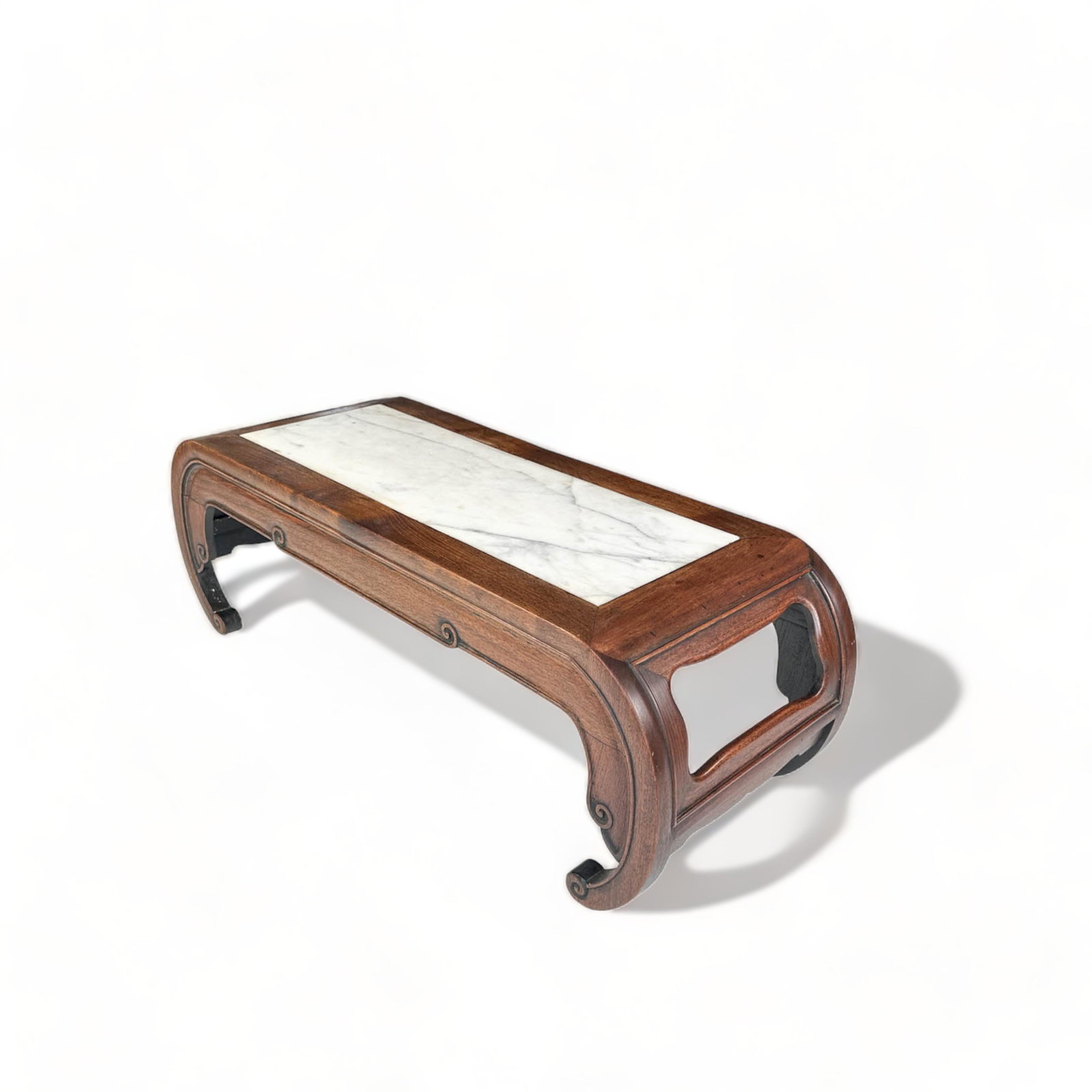 Antique Chinese Rosewood and Marble, Low Table or Bench (1 of 11)