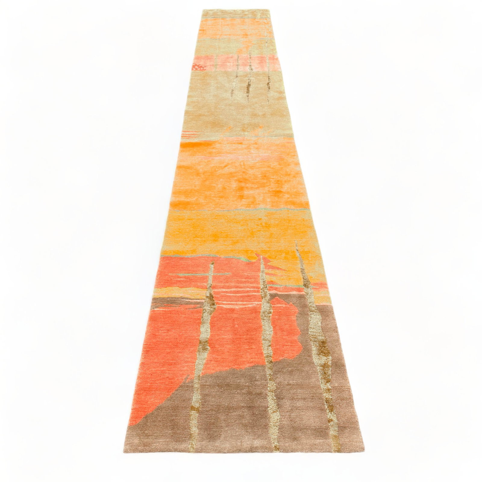 14 1/2 Foot Modern Wool Runner In Vibrant Orange (1 of 10)