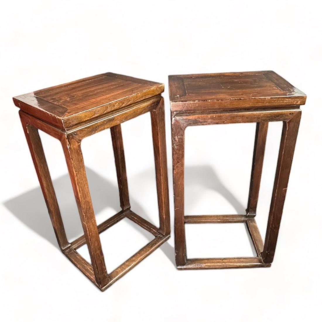 Pair of Antique Chinese Rosewood Tall Accent Tables (1 of 7)