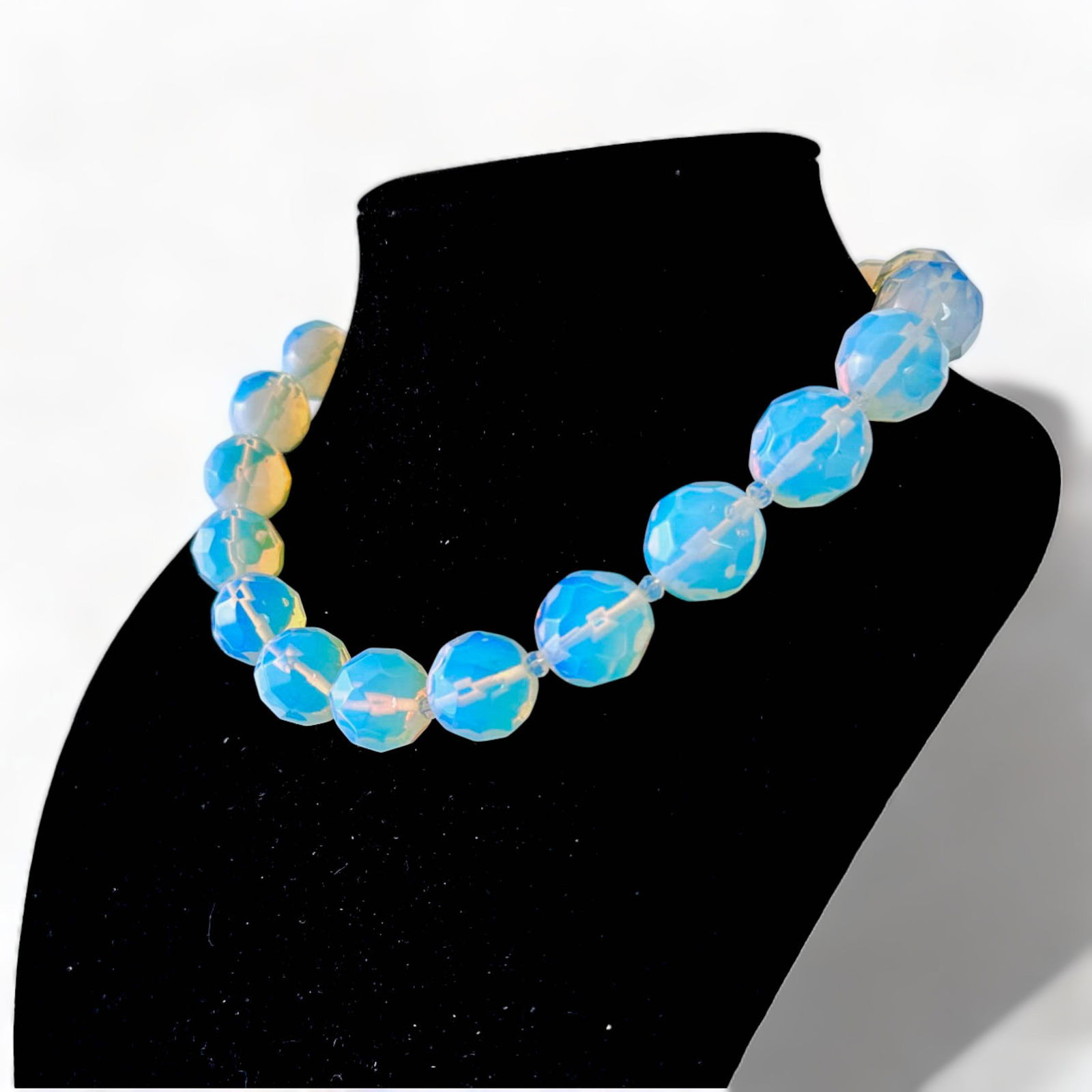 Vintage Uranium Glass Faceted Bead Necklace (1 of 8)