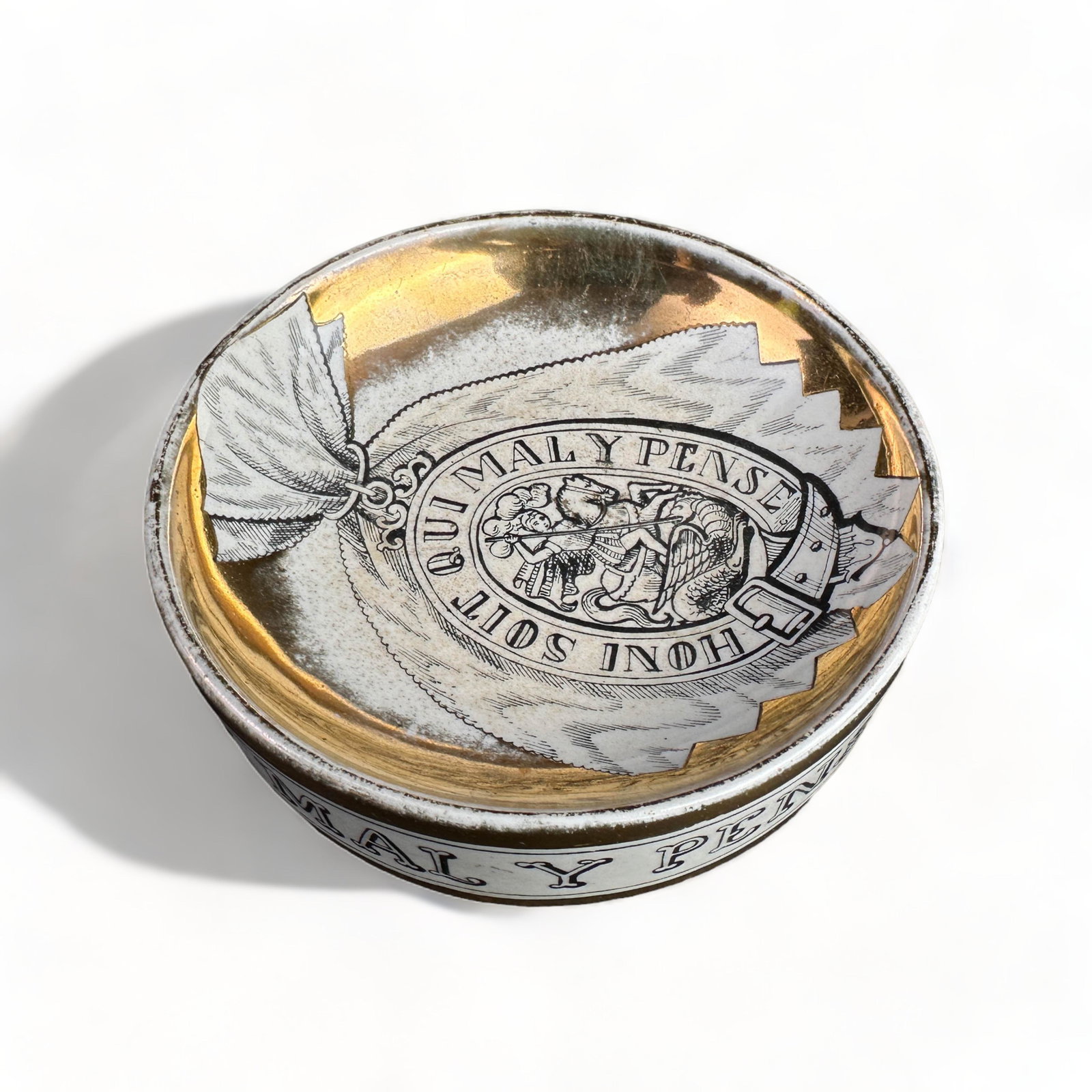 Rare Fornasetti Porcelain Dish: Measures 5” Diameter, 1 1/2” H