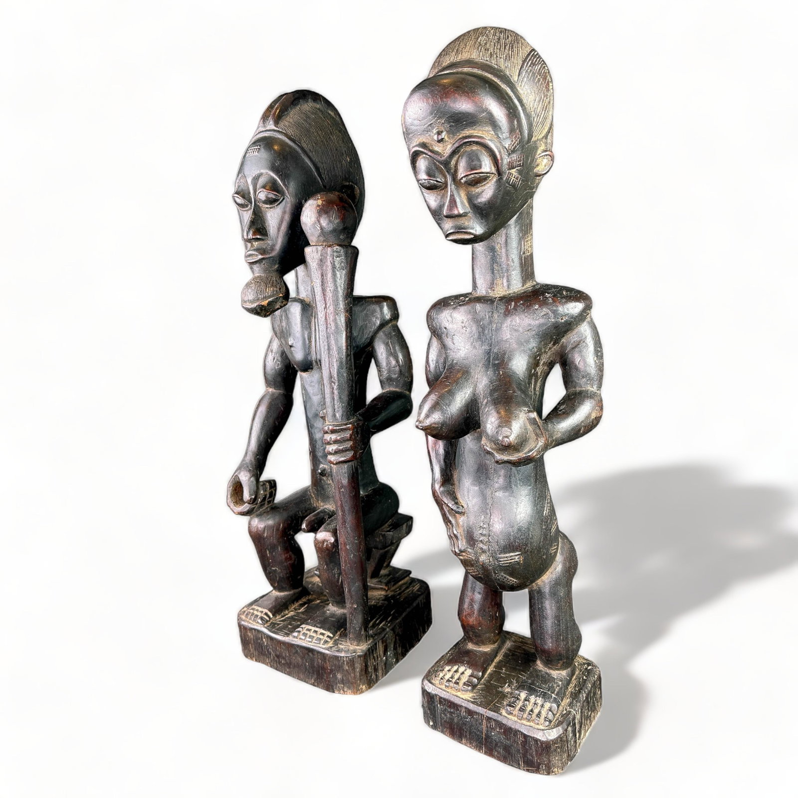 African Carved Wooden Statues, Nigeria, Africa; 28" Tall (1 of 15)