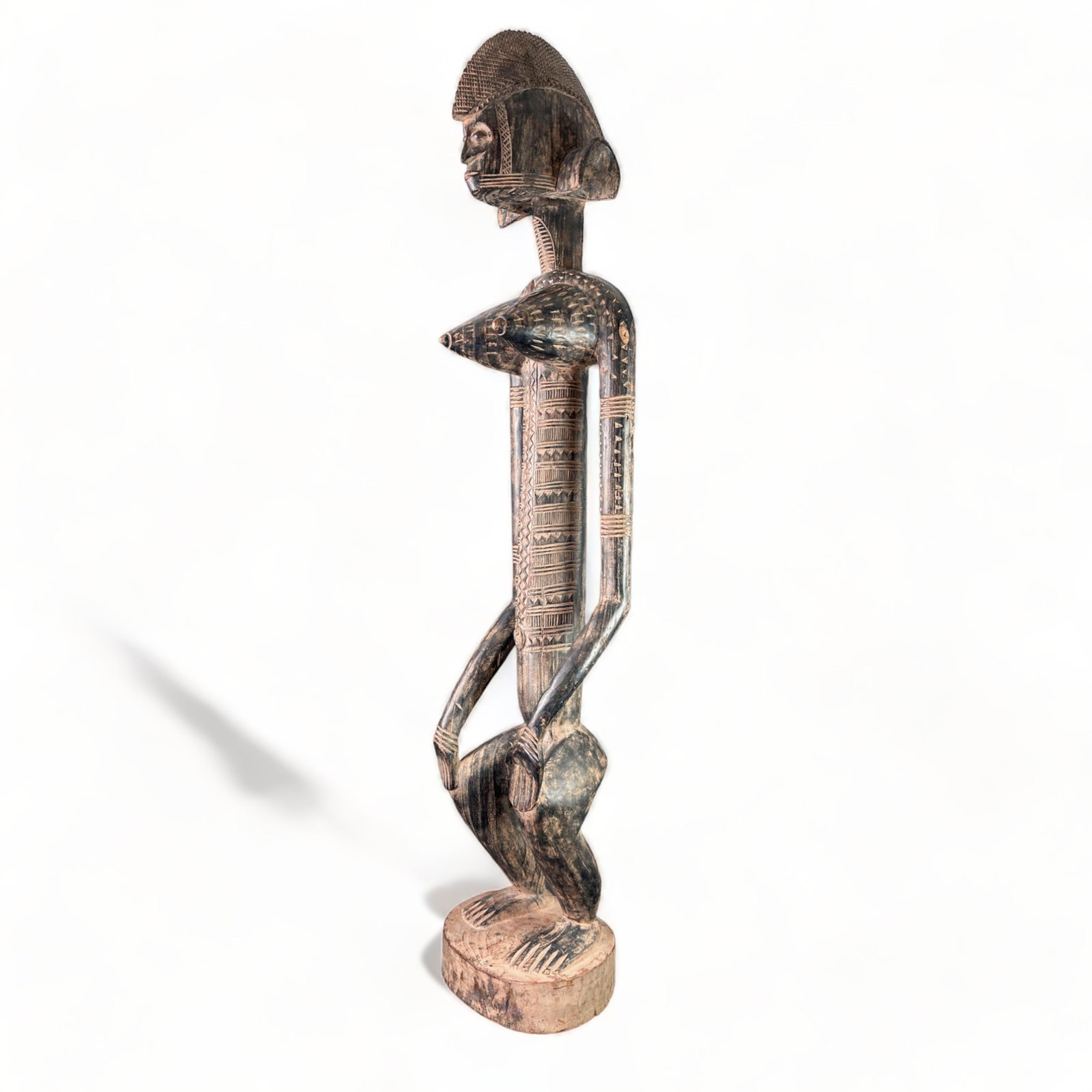 Lulua Wooden Statue, Democratic Republic of Congo, Africa, 59" Tall (1 of 17)