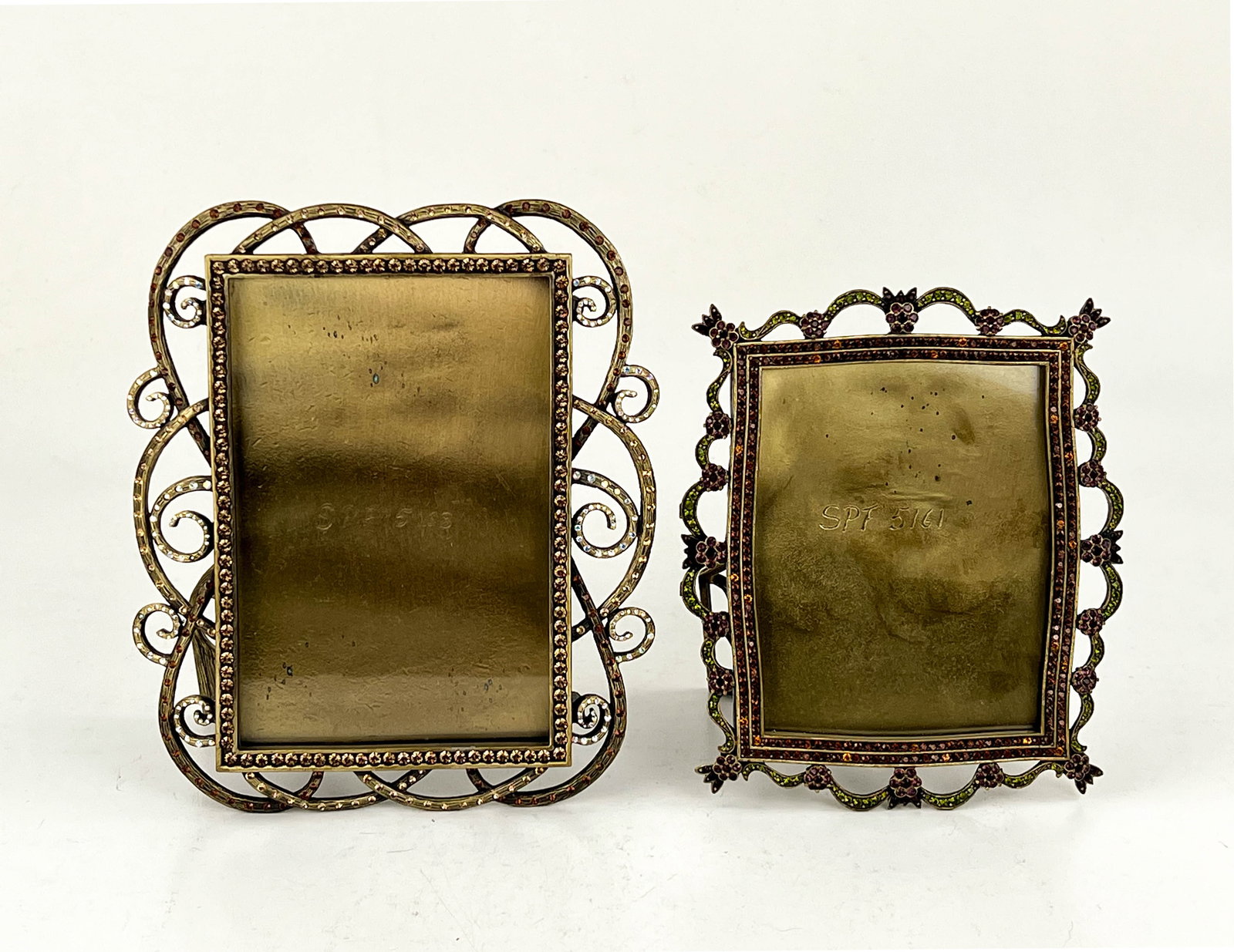 Pair of Jay Strongwater Frames in Gold Tones with Colored Swarovski Crystals (1 of 14)