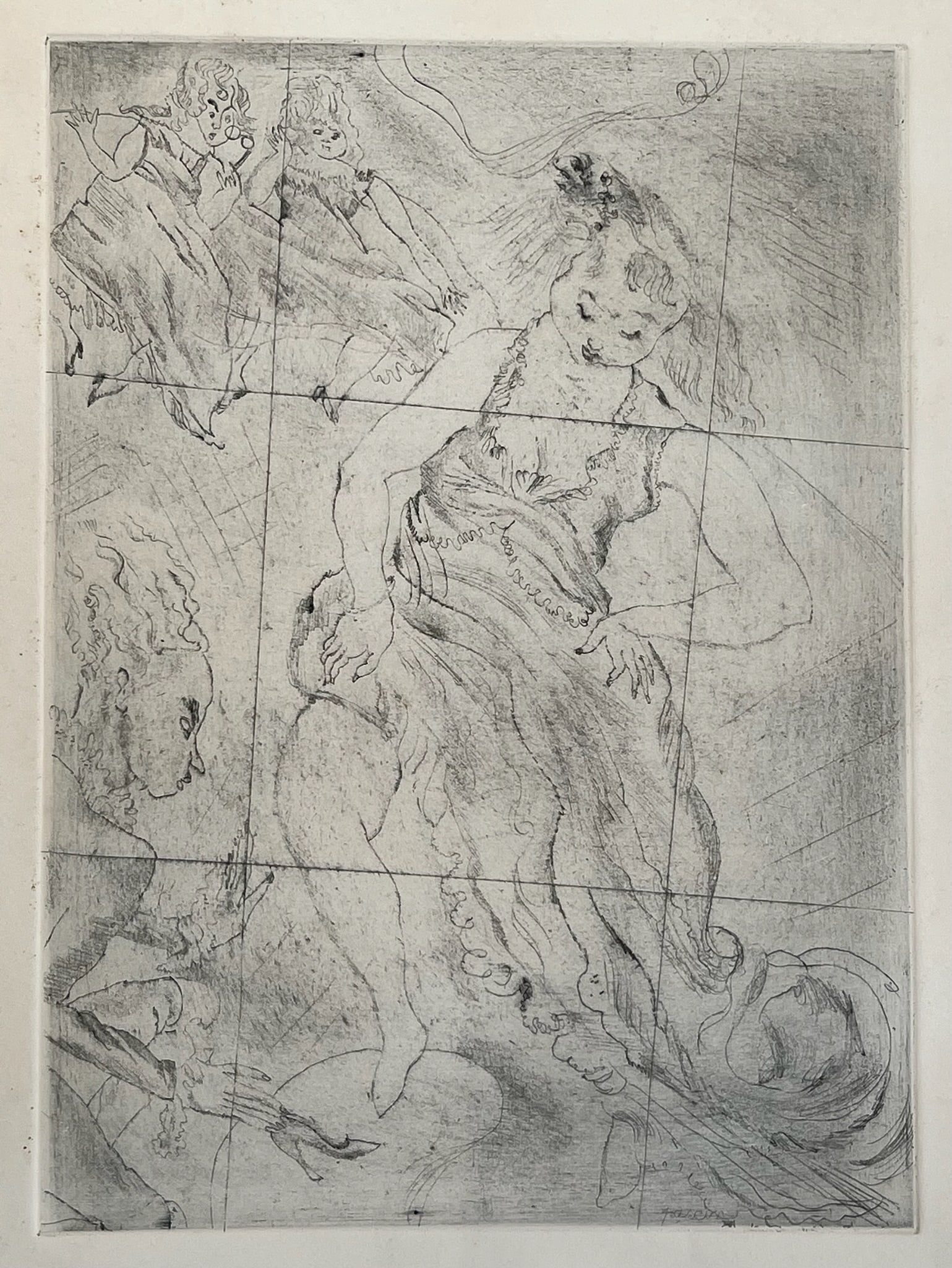 Jules Pascin (1885 - 1930) "Cinderella", Original Etching on Paper; Authenticated (1 of 7)