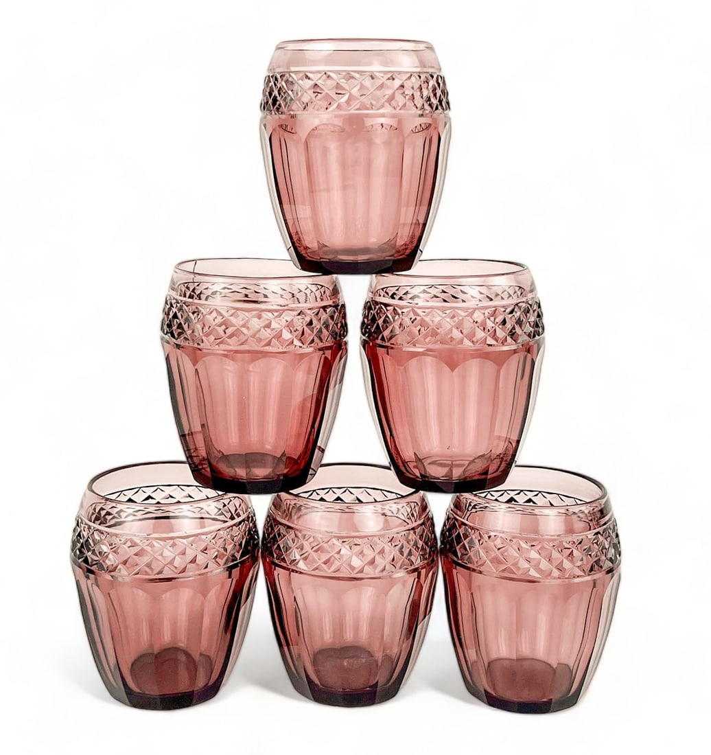 Vintage Amethyst Purple Drinking Glasses, 6 pcs (1 of 11)