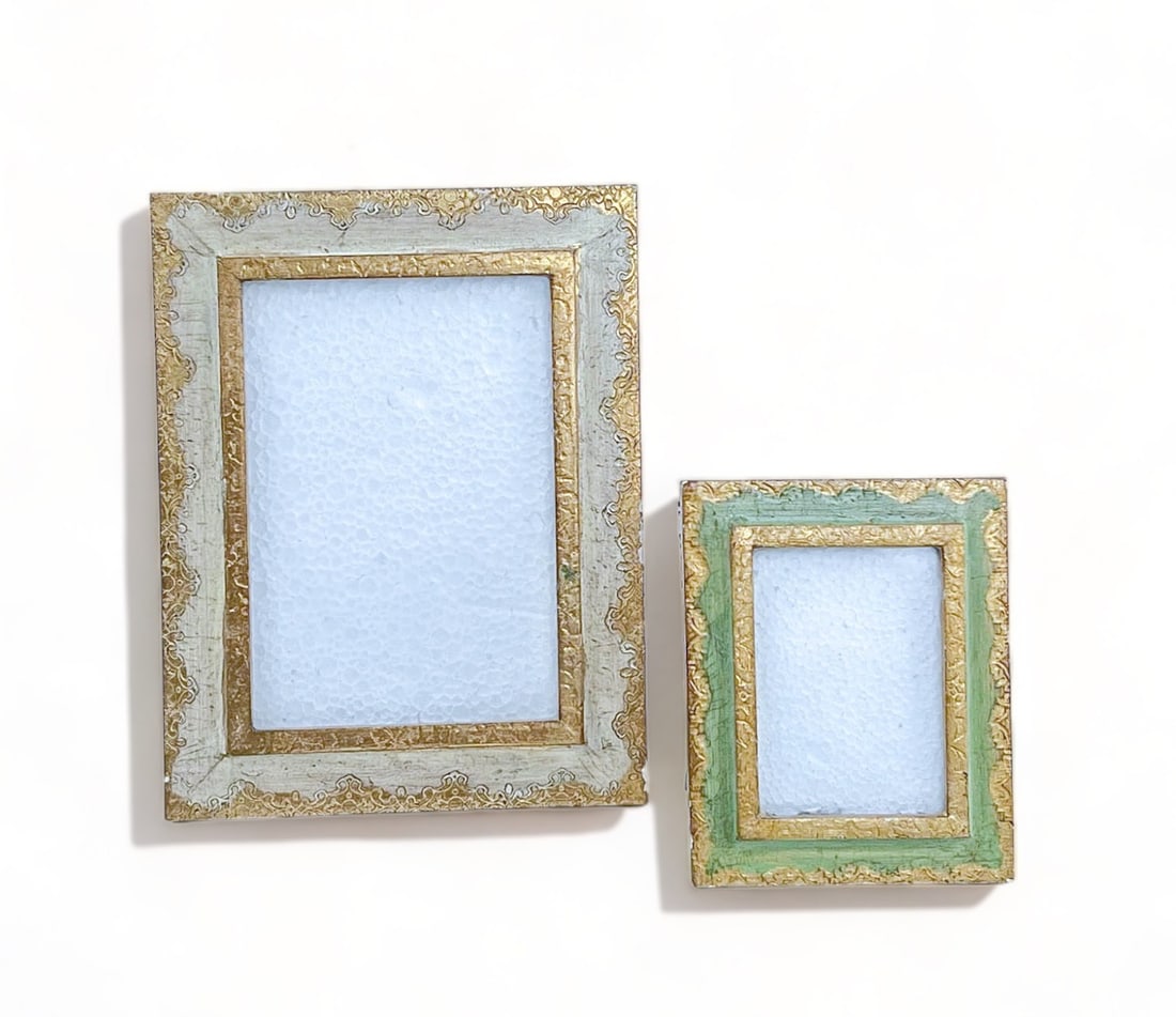 Italian Florentine Painted Gilt, Green and Grey Picture Frames (1 of 15)