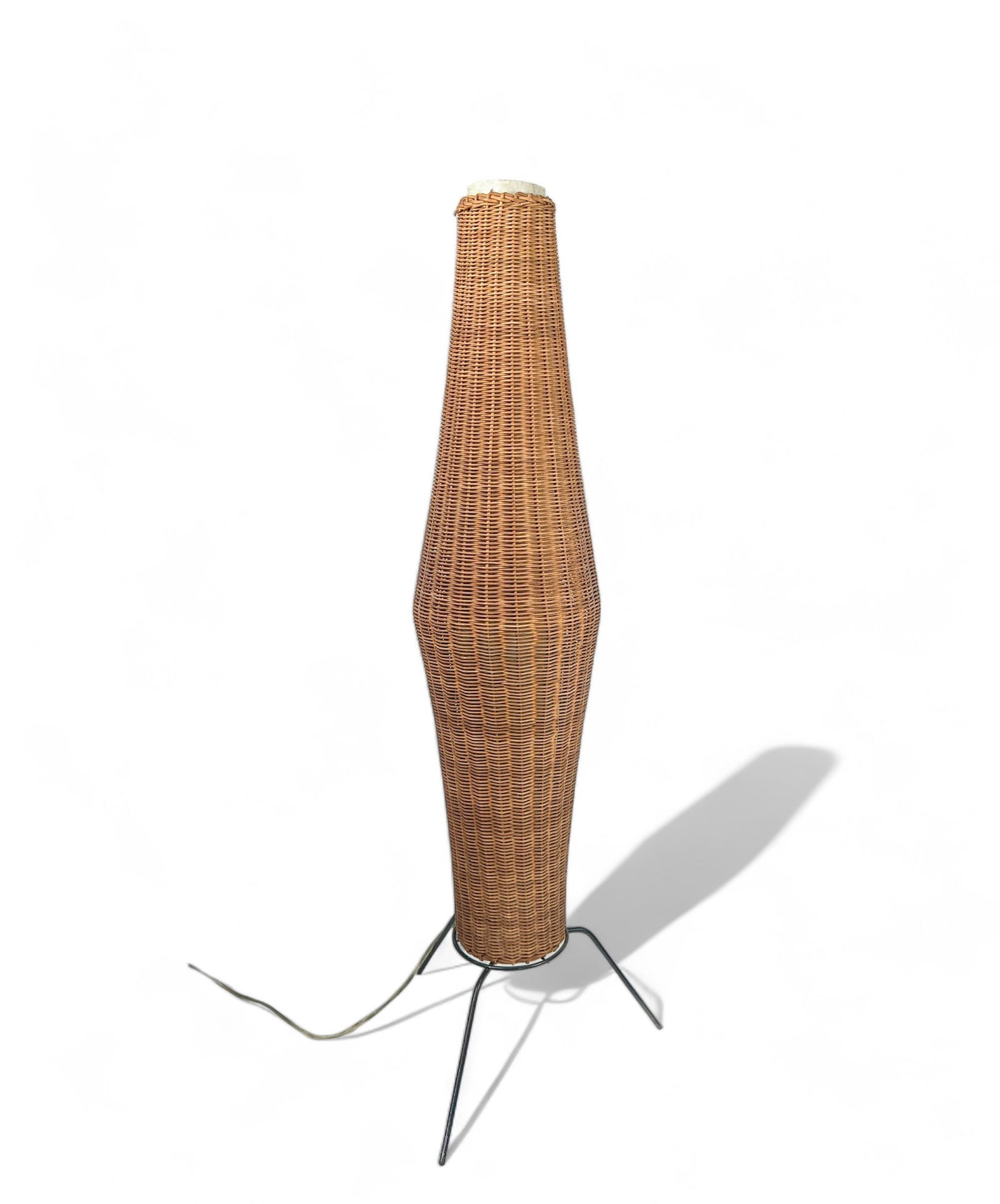 Mid Century Rattan and Cast iron Floor Lamp (1 of 8)