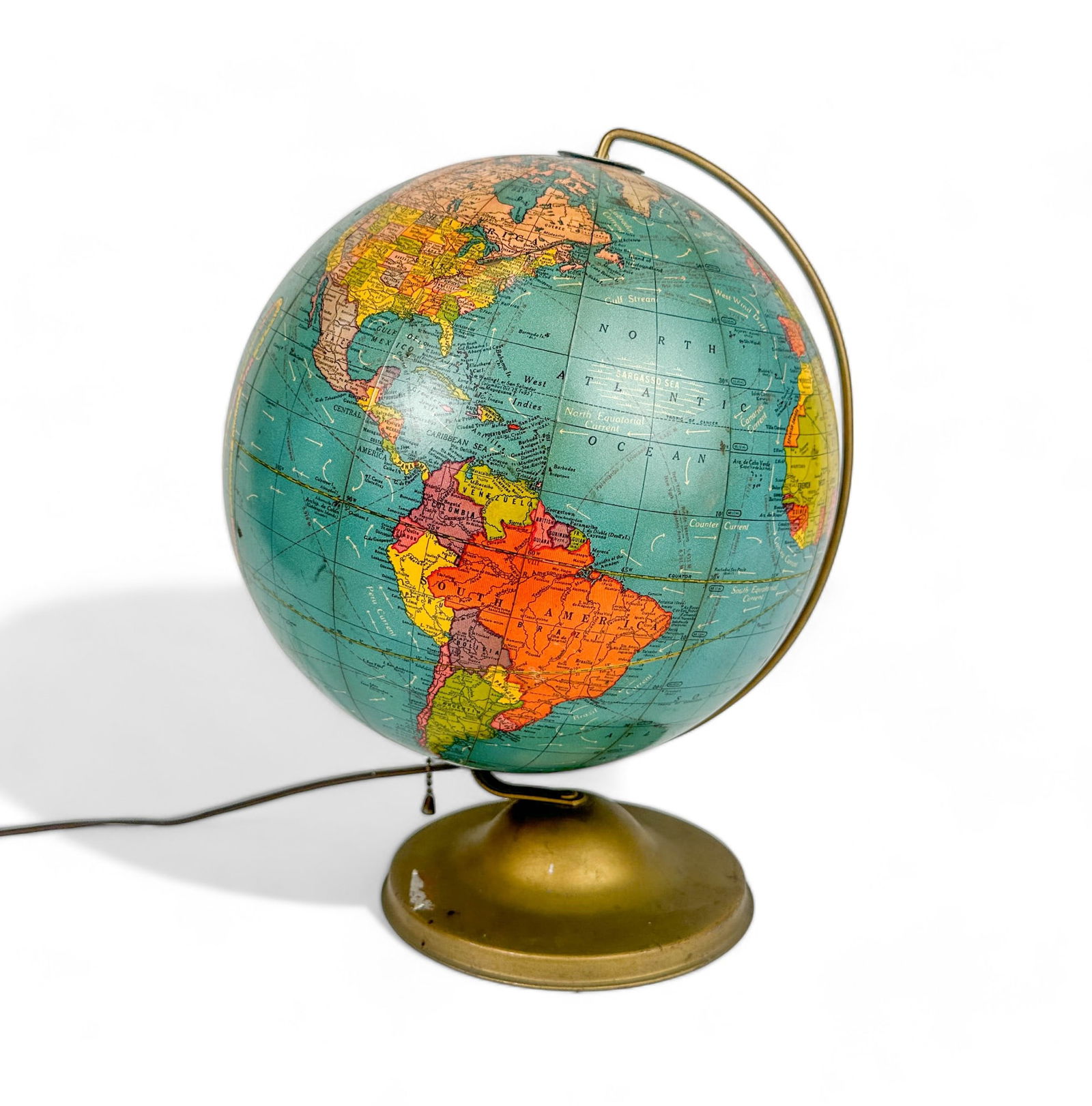 Mid Century 12" Light Up Globe Lamp on Metal Base (1 of 12)