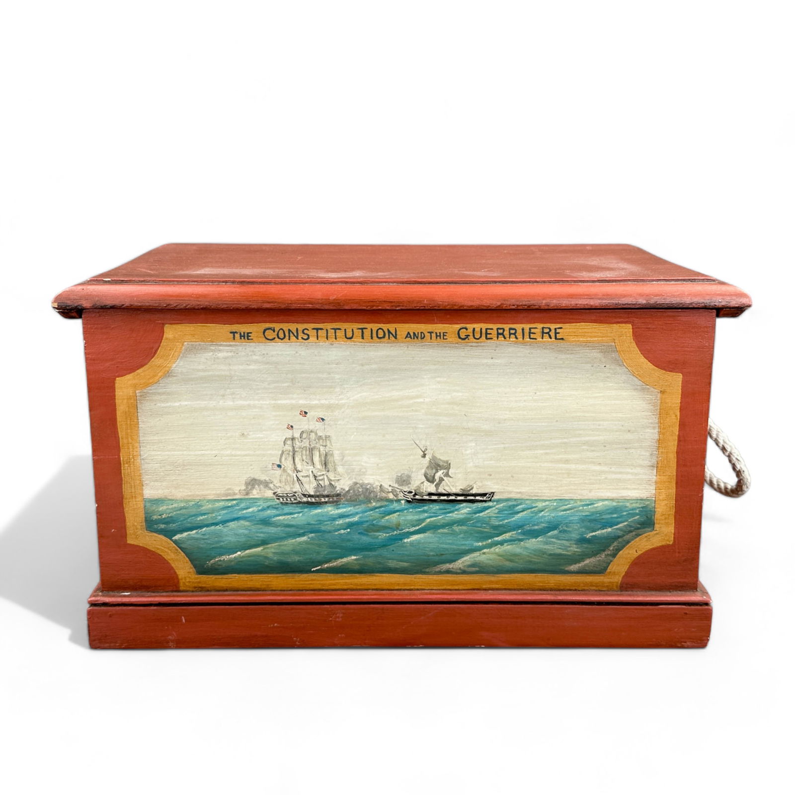 Miniature Sailors Trunk, by N. Chapman, "The Constitution and The Guerriere" (1 of 12)