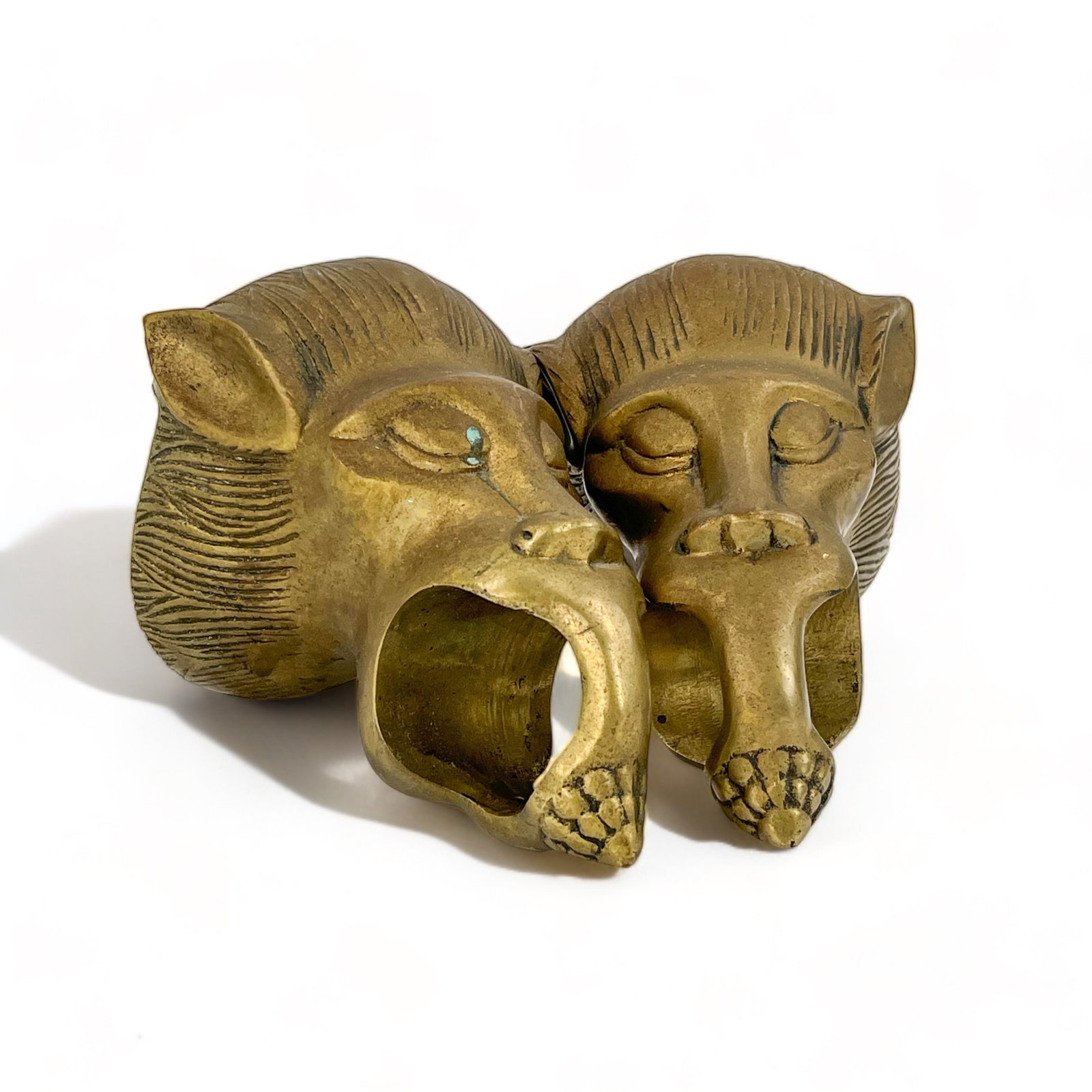 Pair Antique Brass Lion or Monkey Handlebar or Hand Rail Brackets (1 of 14)