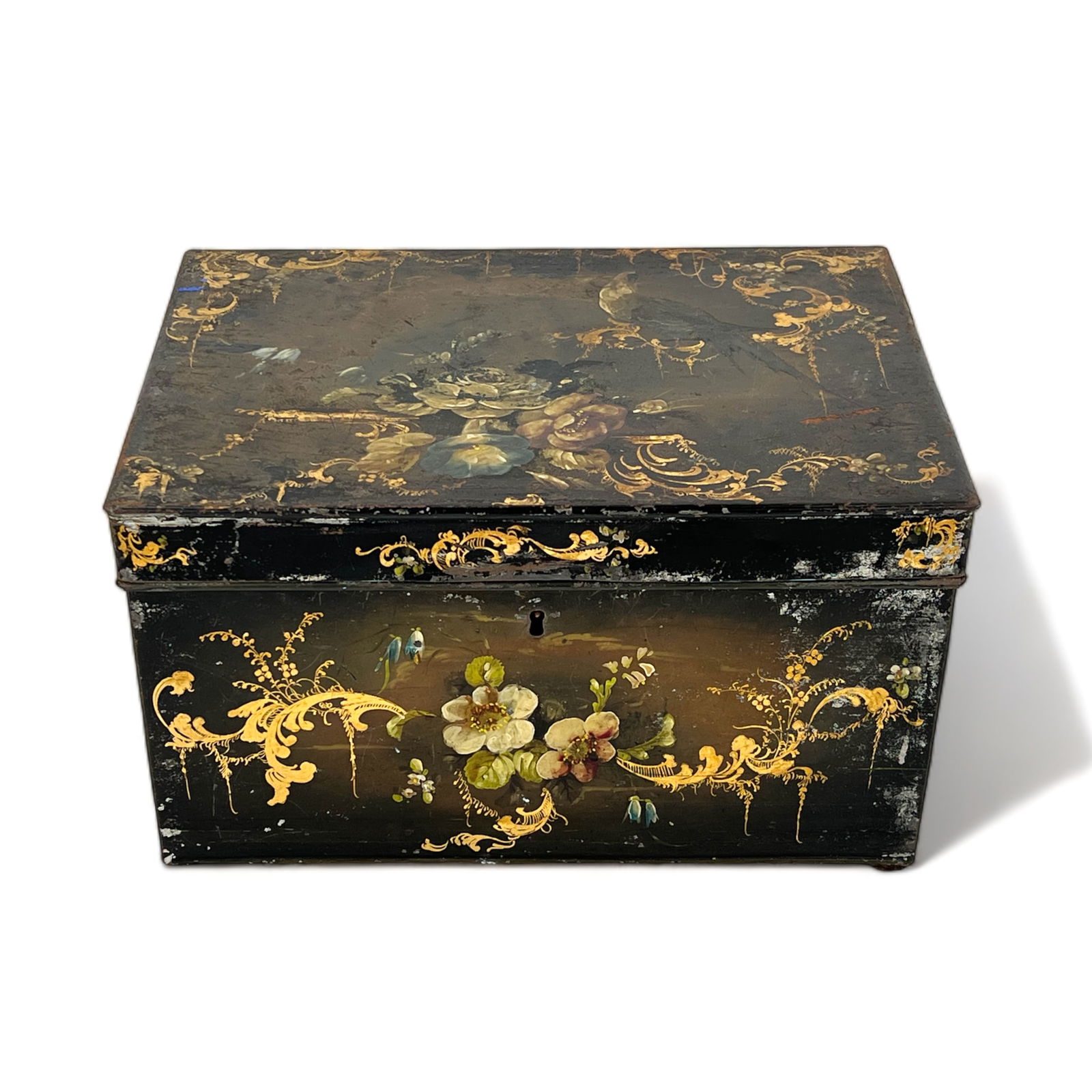 Antique Tin Costmetics Travel Box with Tiffany Blue Interior (1 of 20)