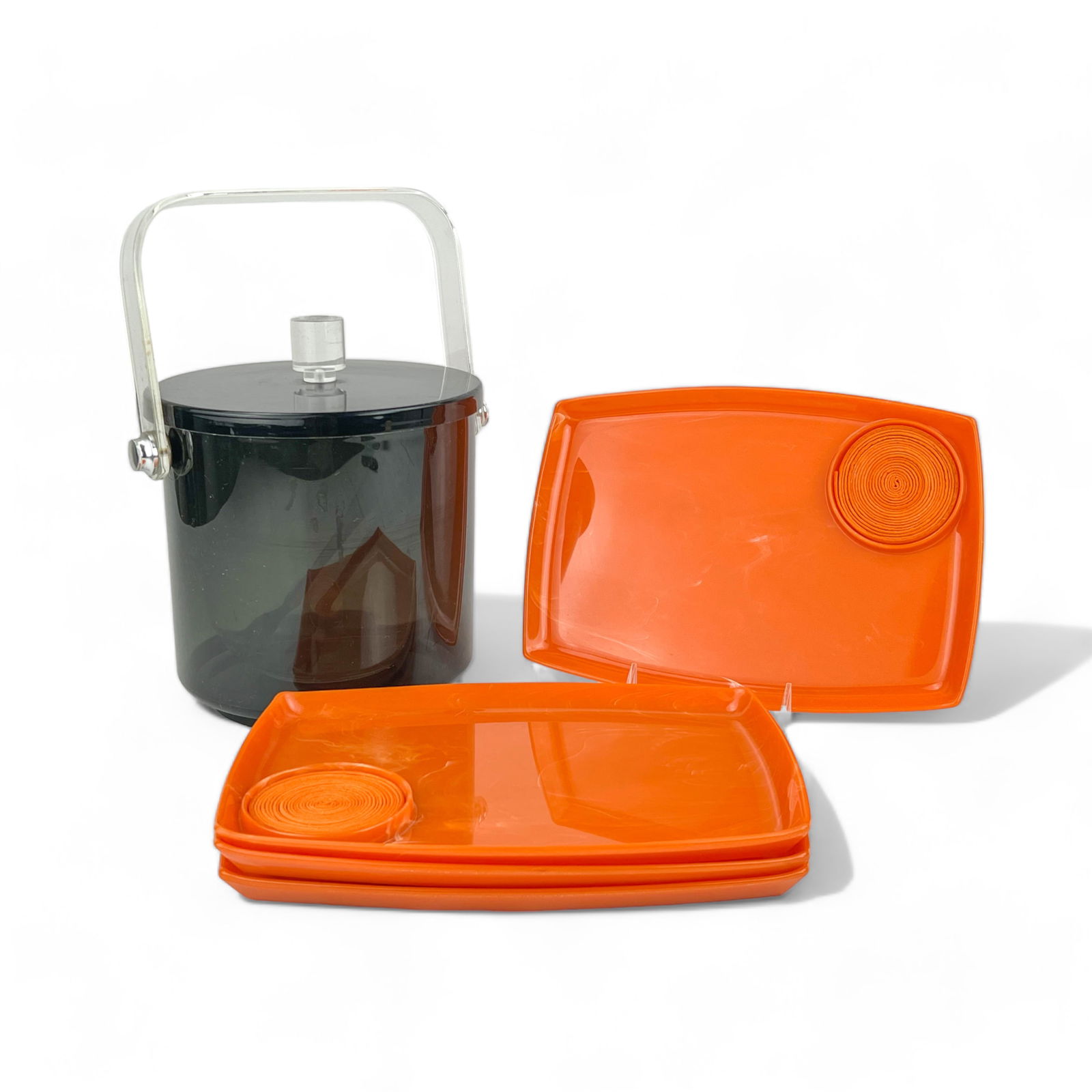 Mid Century Lucite Ice Bucket and Snack, Beverage Plates (1 of 7)