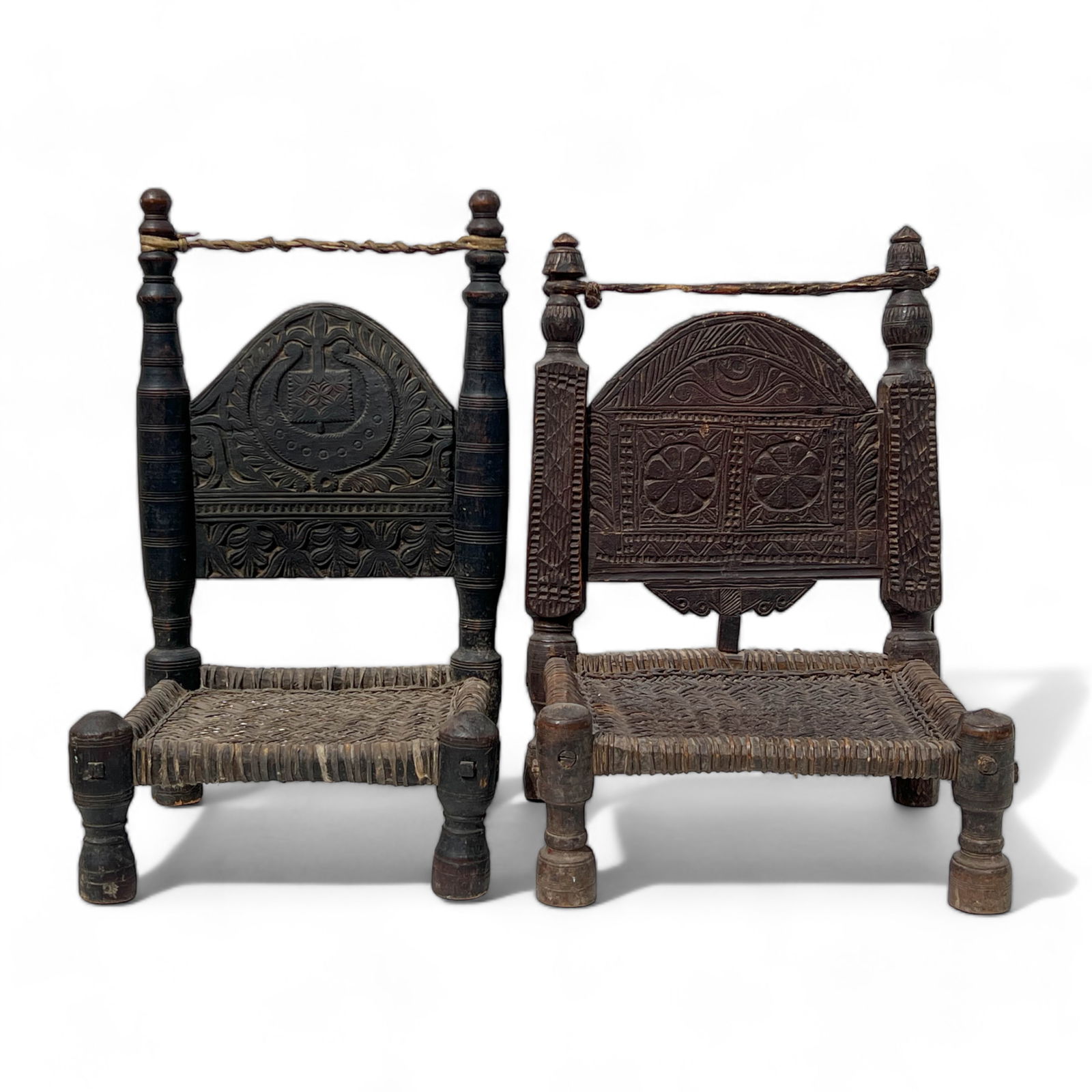 Antique Afghanistan, Low Swat Chairs, Pair (1 of 20)