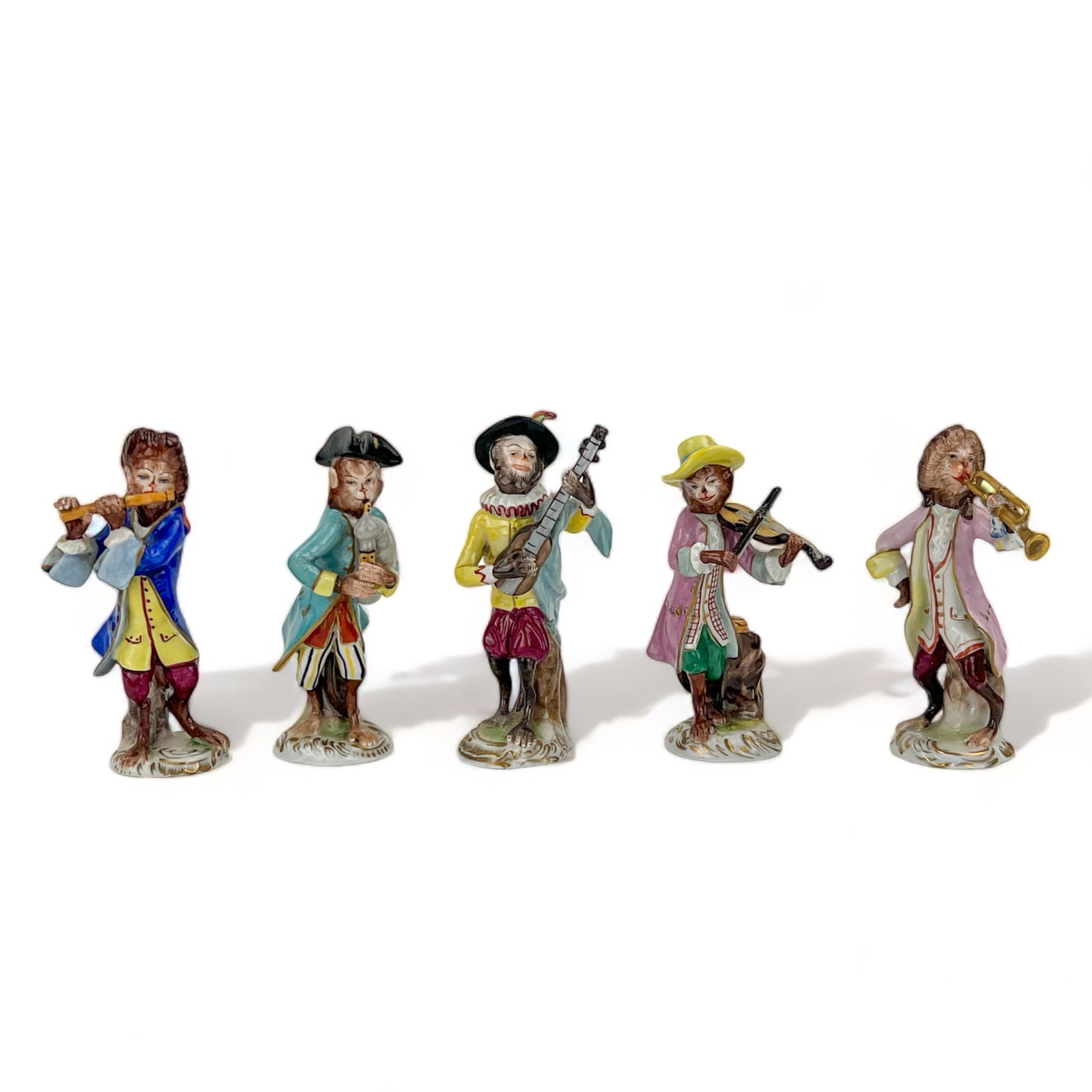 Antique German Volkstedt Porcelain Monkey Band Figurines (1 of 20)