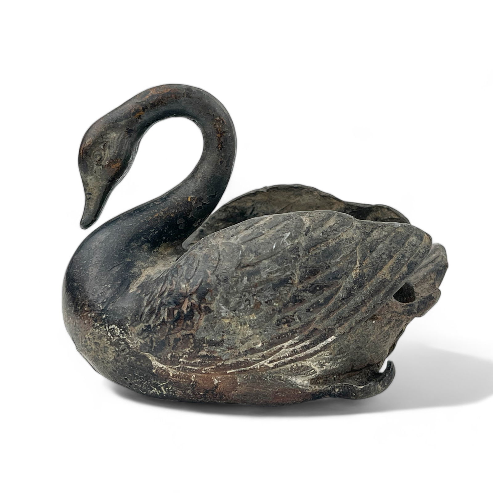 Phenomenal Antique Cast Metal Flower Frog Swan (1 of 12)