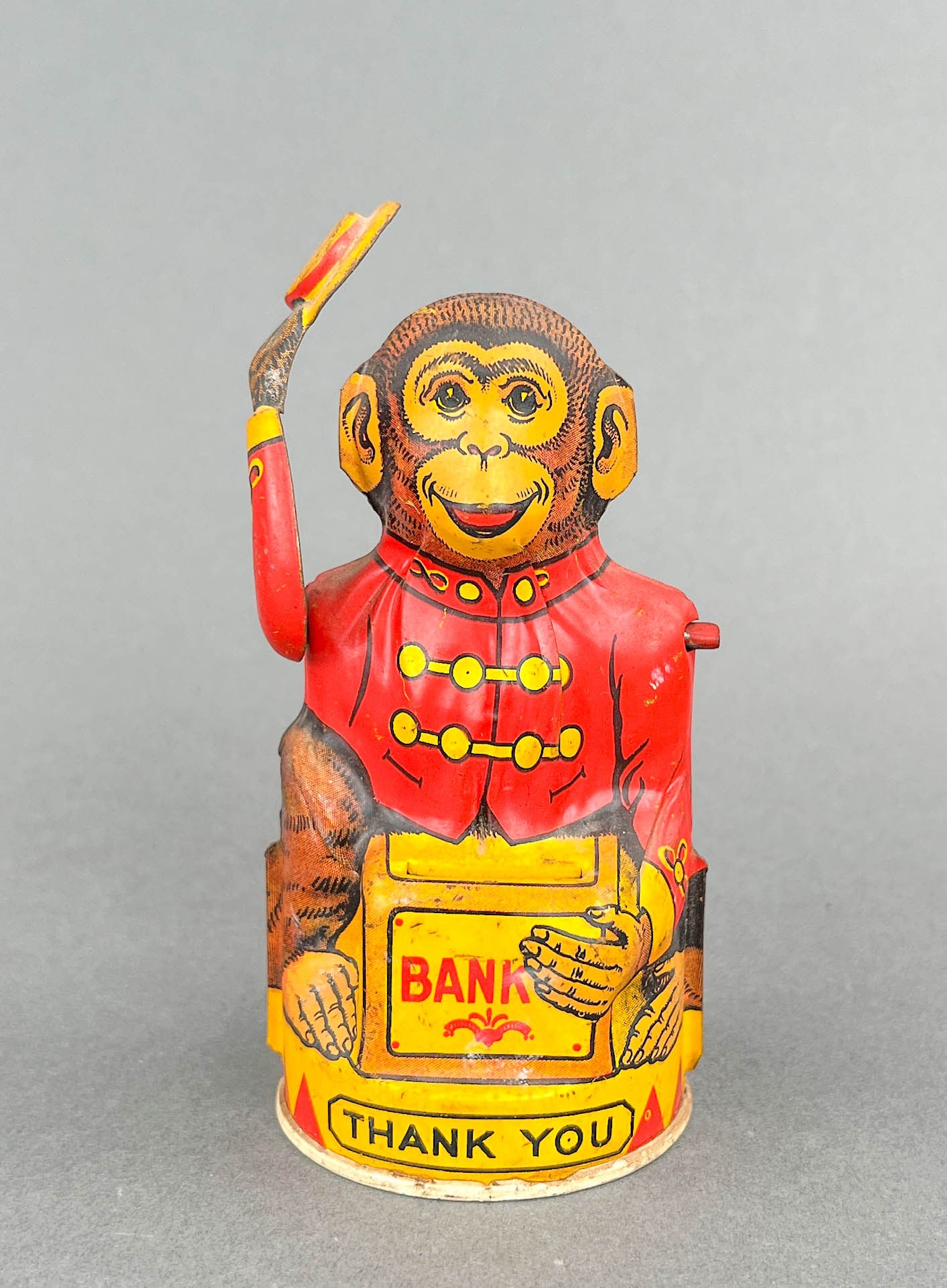 Mid Century J. Chien Monkey Mechanical Tin Coin Bank (1 of 8)