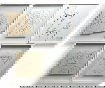 Karim Rashid, Five Drawings, Framed: Karim Rashid, Five Drawings in 12 x 15" Floater Frames from the sketchbook of Artist and Designer Karim Rashid. Each piece of paper measures: Rashid's works are exhibited in museums worldwide, includi