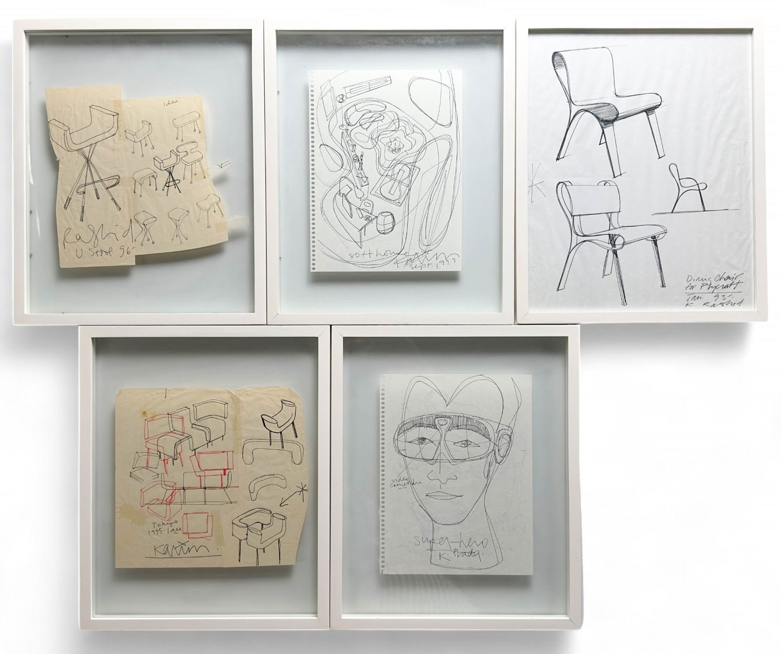 Karim Rashid, Five Drawings, Framed