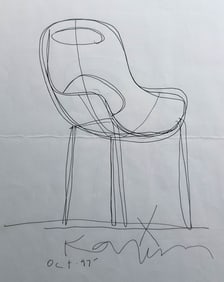Karim Rashid, Sketch For Oh Chair, Ink on Paper, Framed 1997