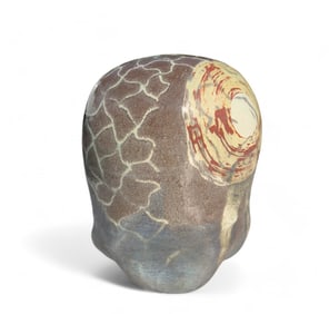 Paul Theroux, "Tripod Jar #2", White Stoneware with China Paint, 1986