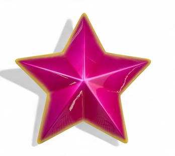 Vincent Szarek, "Star", Painted Fiberglass c.2002: Vincent Szarek, American, B. 1972. A star on the "Finish Fetish" movement. Untitled (Star), c. 2003, Sculpture made of fiberglass air brush painted in metallic Shades of Magenta. Measures 19 1/2" W x