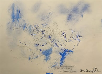 Sean Bronzell, "Cats Sitting Around", c. 1993, Mixed Media on Paper