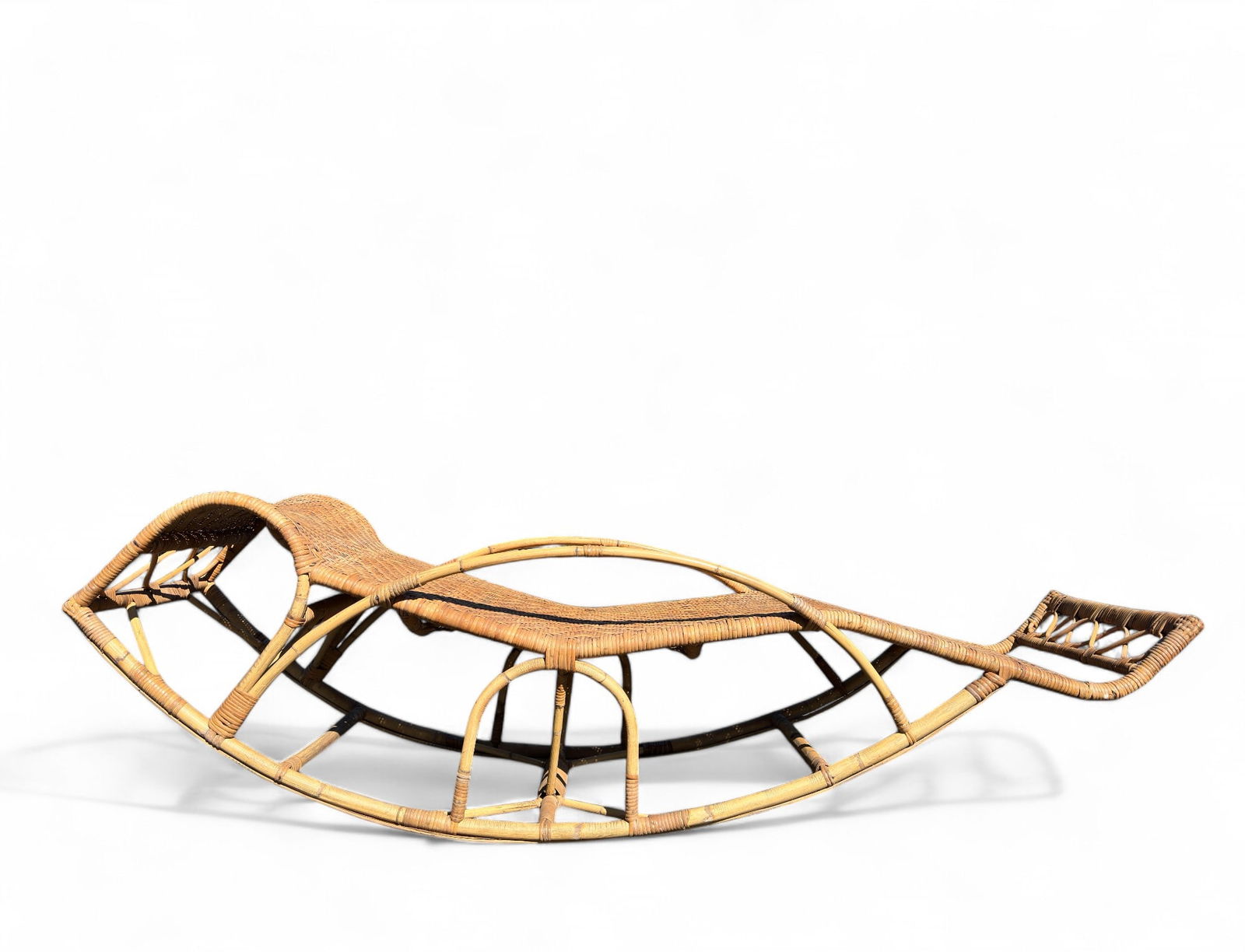 Vintage Bamboo Rattan Rocking Lounge Chair (1 of 14)