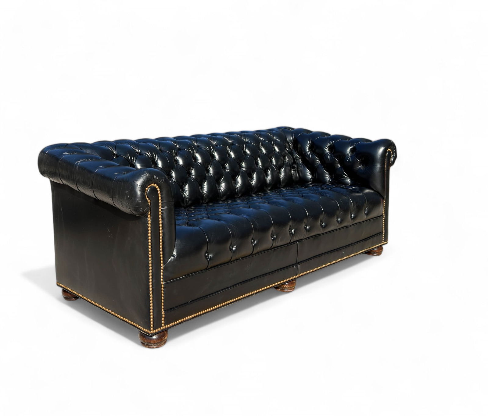 Black Leather Chesterfield Sofa by Hancock & Moore (1 of 9)