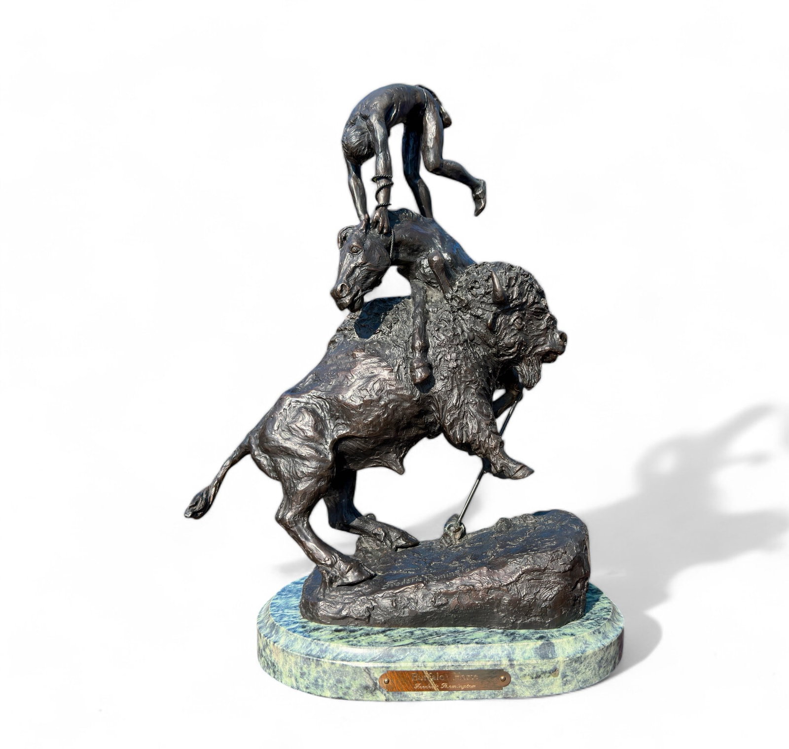 Fredrick Remington Bronze, Buffalo Horse: Measures 10" W x 6 1/2" D x 16" H
