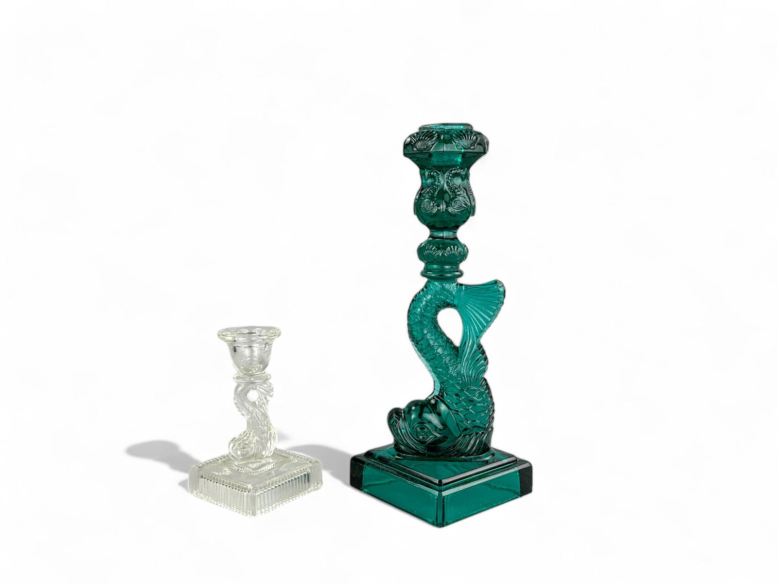 2 Pcs Sandwich Glass, Dolphin Candlesticks (1 of 7)