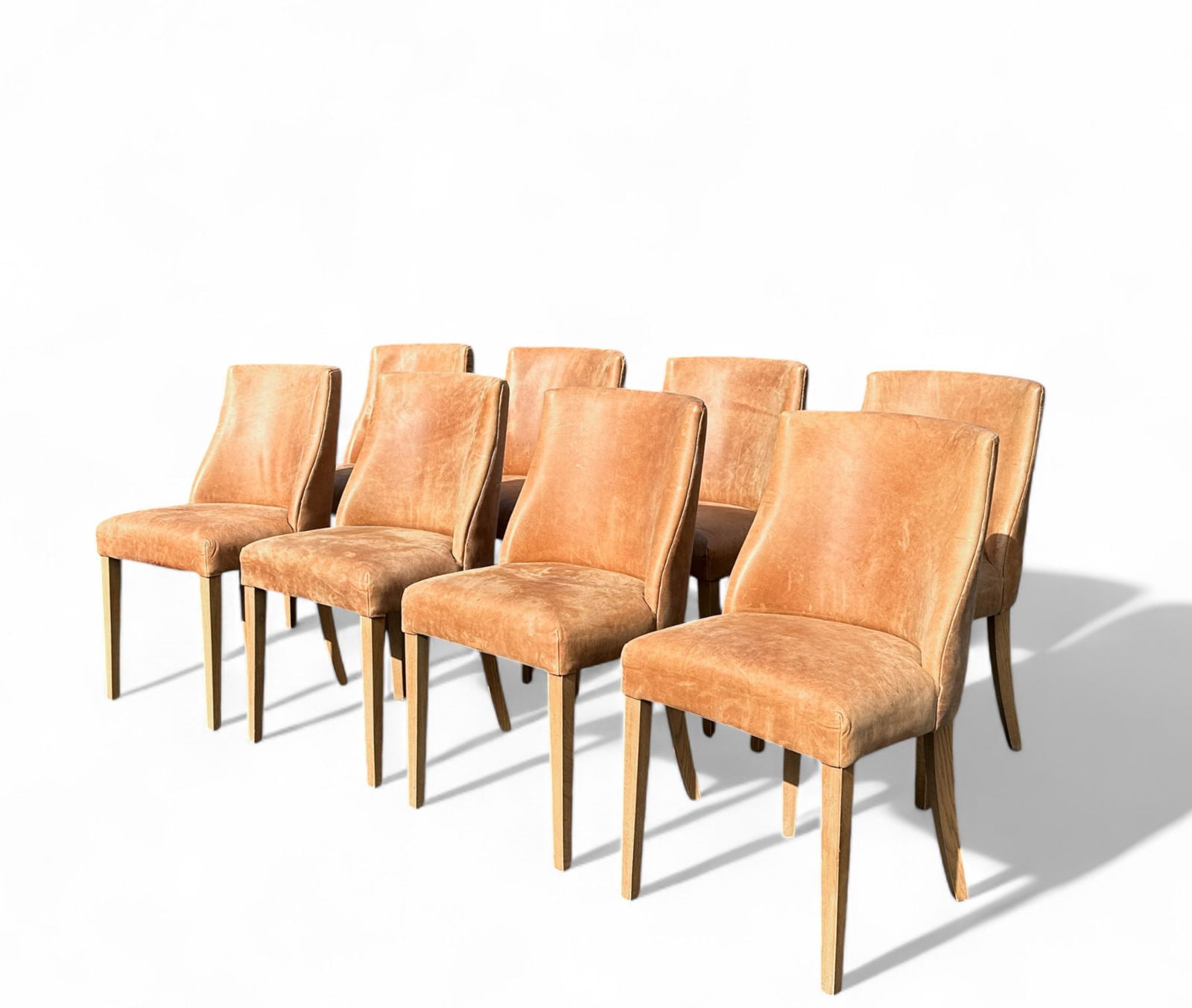 Contemporary Brown Leather Dining Chairs, set of Eight (1 of 11)