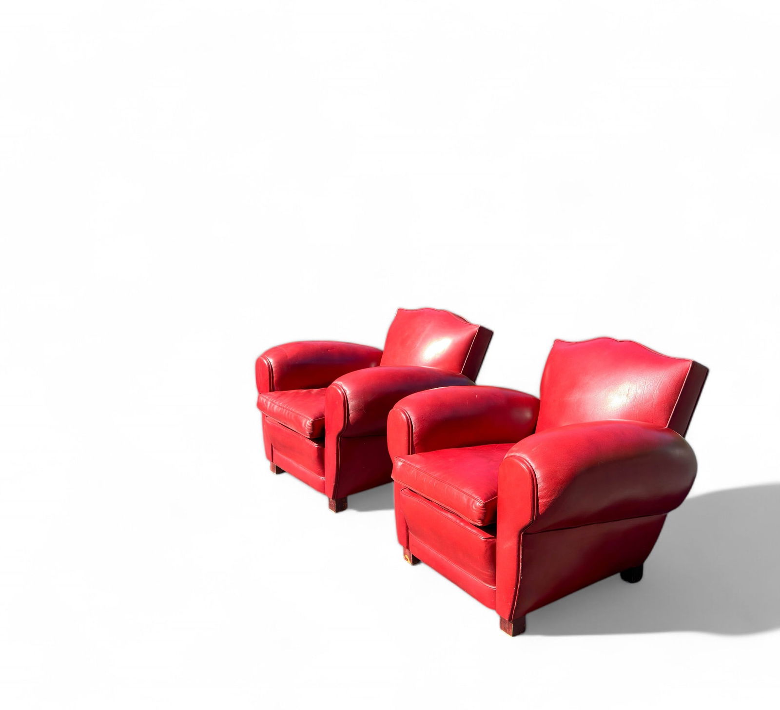 Pair, Leather Club Chairs in Red (1 of 14)