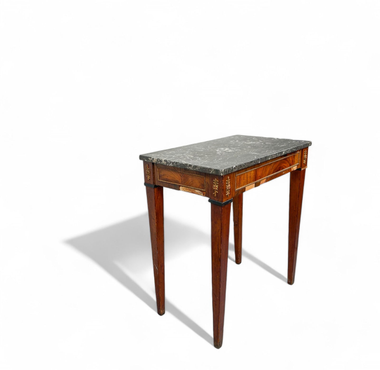 Antique Continental Style Black and White Marble Top Side Table (1 of 13)
