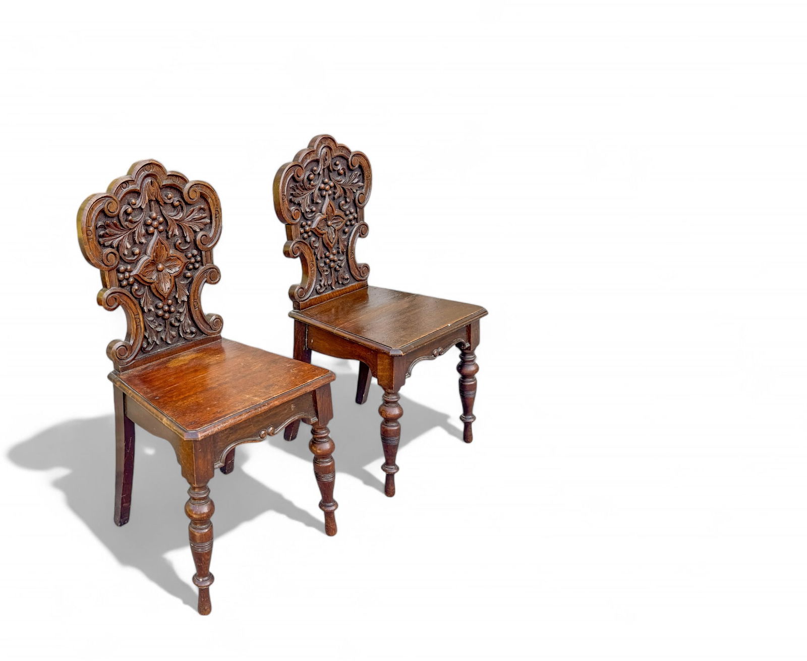 Pair, Antiqe Continental Carved Wood Side Chairs (1 of 13)