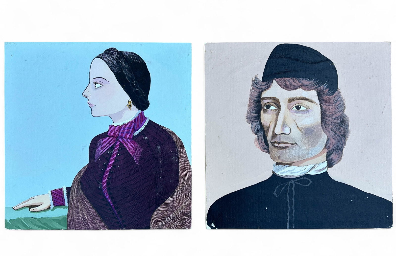 B. Ciccone 1999,  Acrylic on Board, Folk Art Style Portraits (1 of 10)